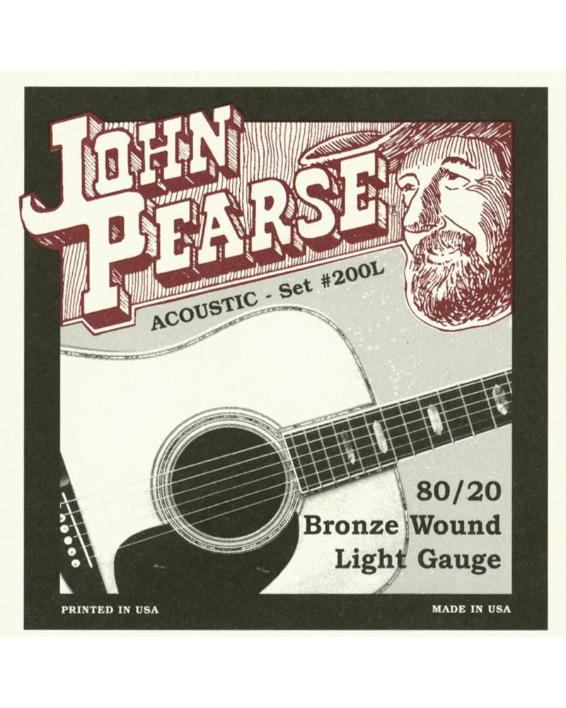 John Pearse 200L 80/20 Bronze Light Acoustic Guitar Strings - Image 2