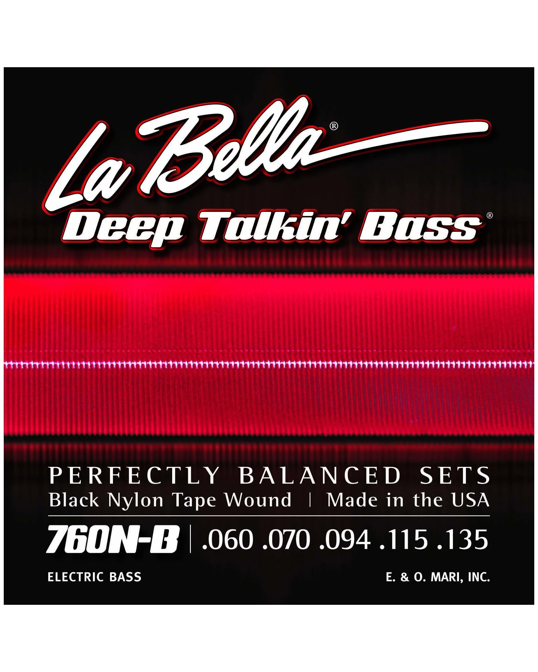 La Bella 760N-B Deep Talkin' Black Nylon Tape Wound Standard Tension 5-String Electric Bass Strings - Image 2