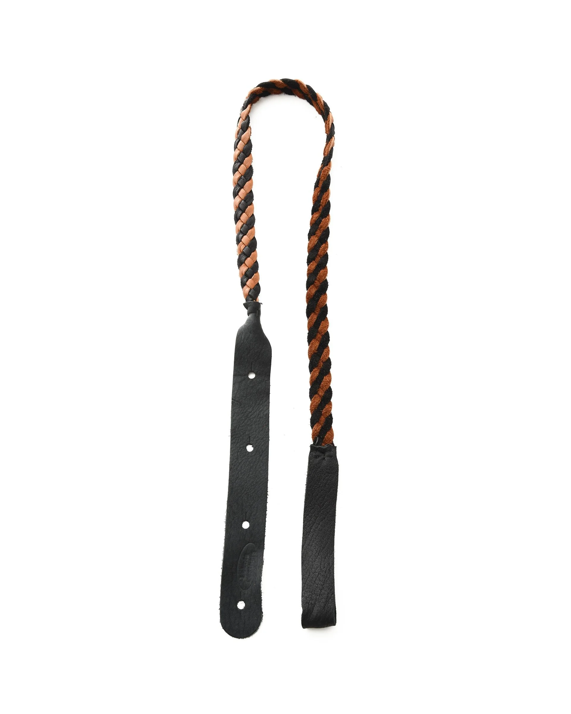 Lakota Leathers Flat Braid Mandolin Strap, Black / Tobacco - Image 2