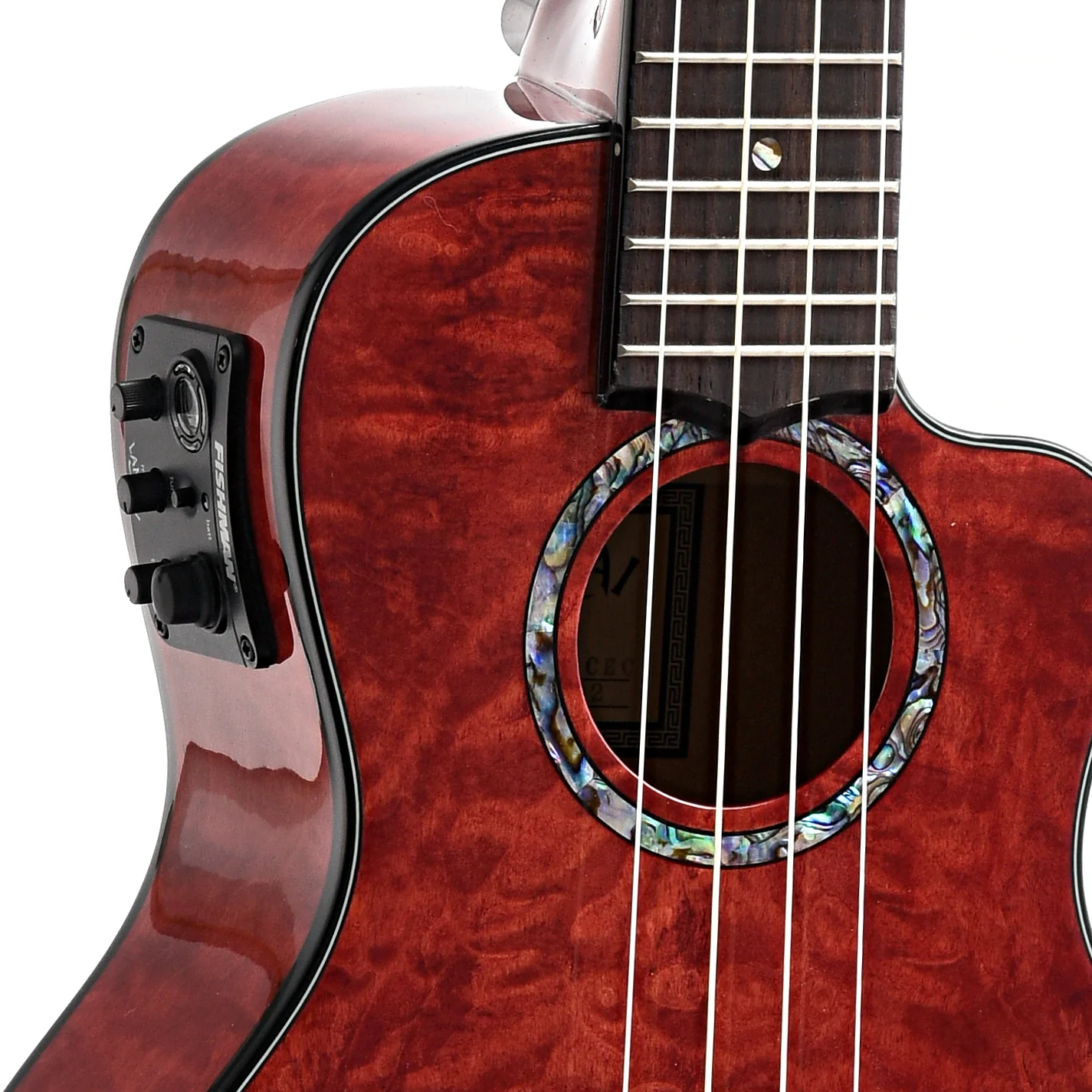 Lanikai Quilted Maple Red Stain A/E Concert Ukulele & Case - Image 4