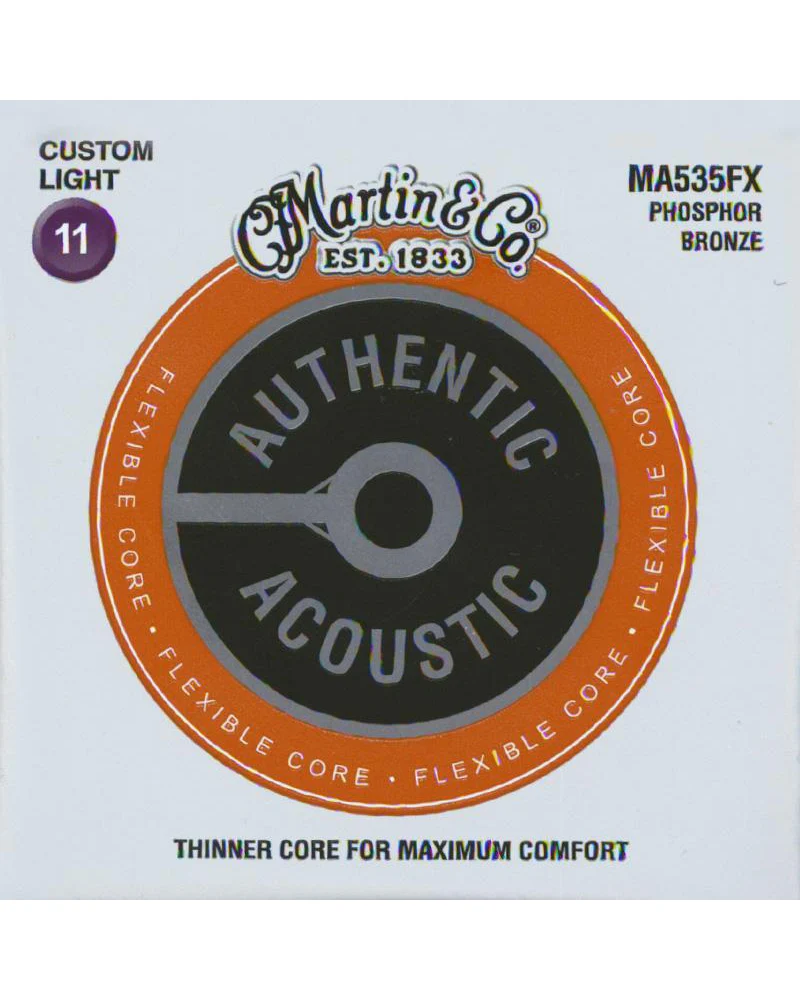 Martin MA535FX Authentic Acoustic Flexible Core Custom Light 6-String Guitar Set - Image 2