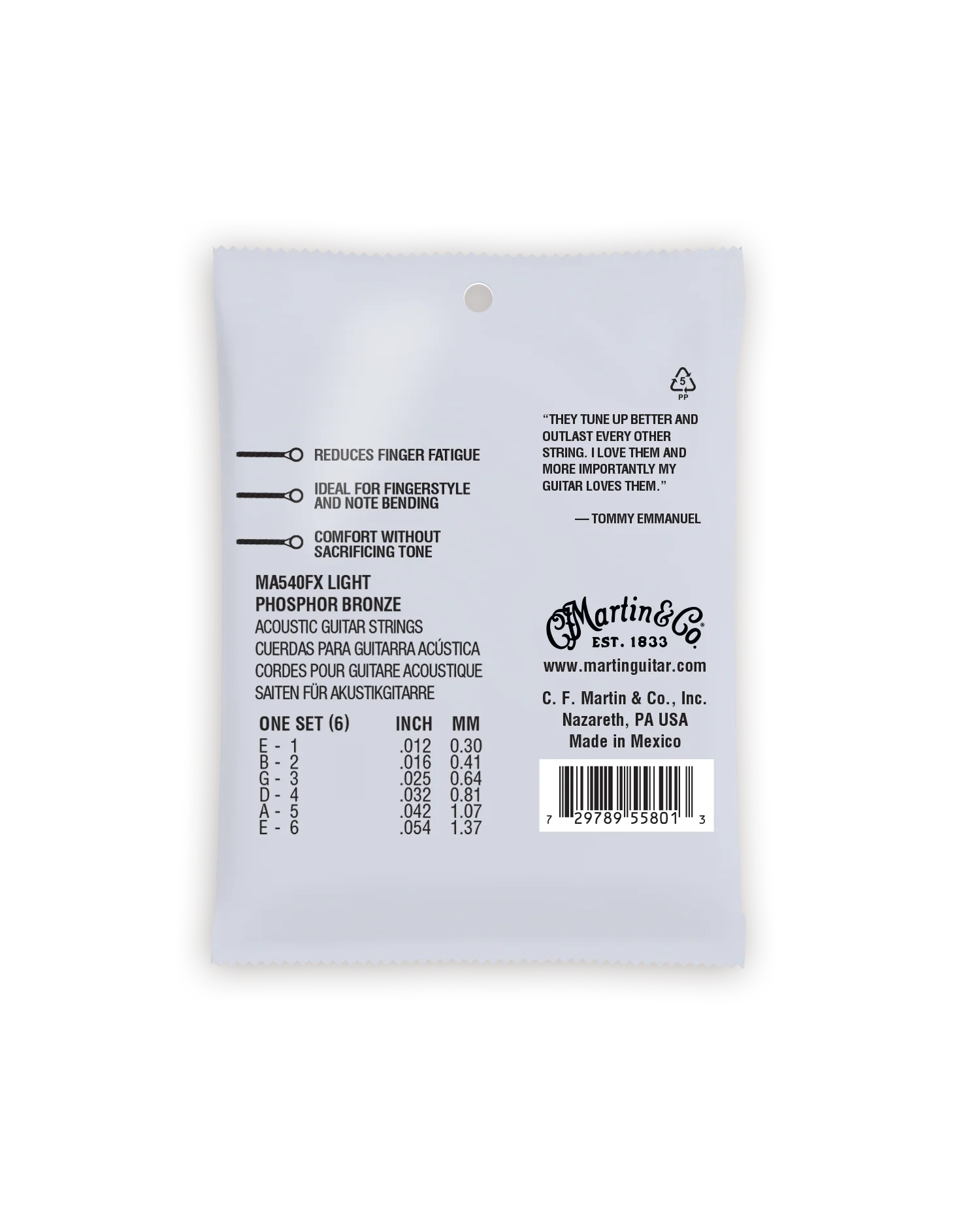 Martin MA540FX Authentic Acoustic Flexible Core Light Tommy Emmanuel 6-string Guitar Set - Image 3