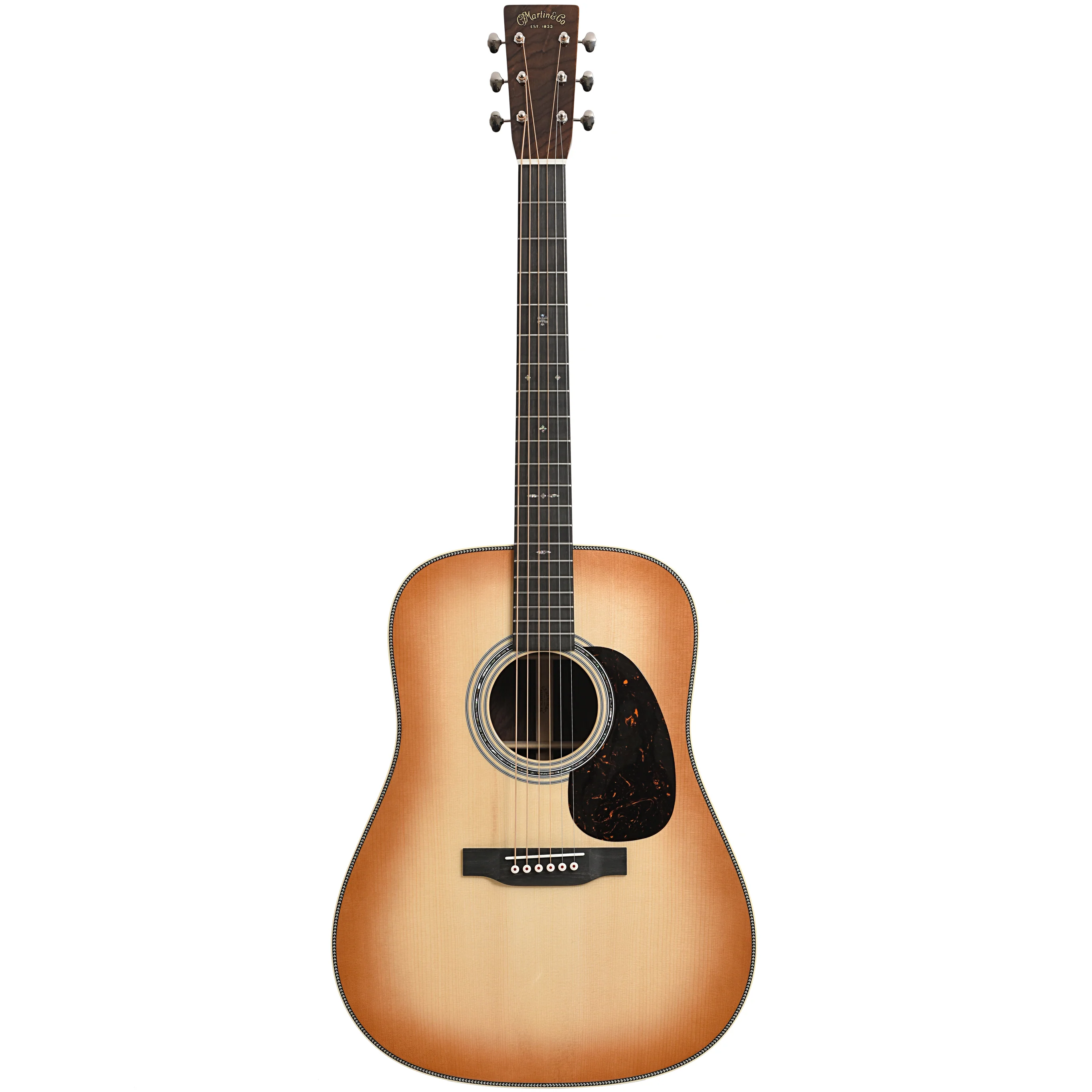 Martin Custom Dreadnought Guitar & Case, Herringbone 28-Style - Wild Grain Rosewood & Adirondack Spruce, Toast Burst - Image 15