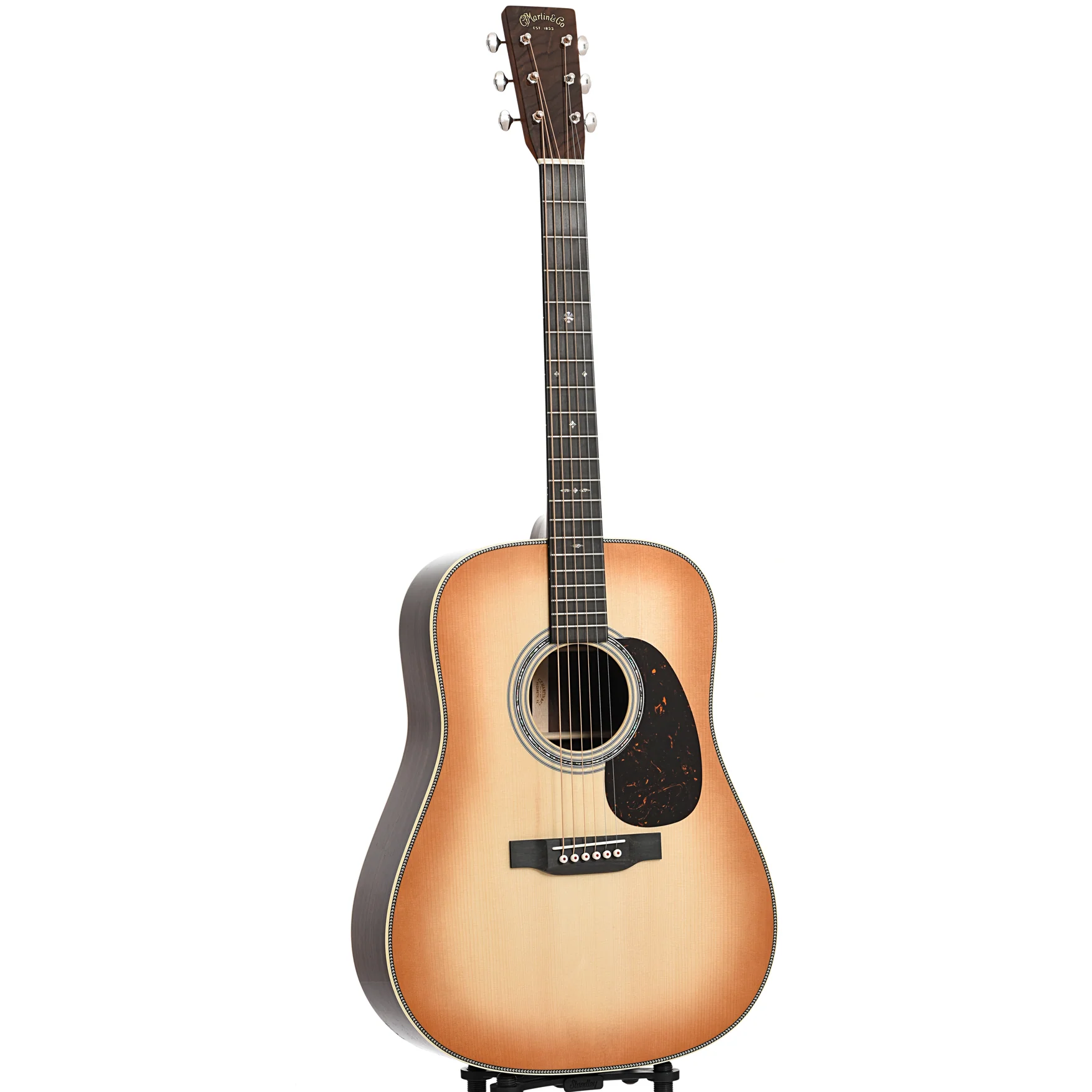 Martin Custom Dreadnought Guitar & Case, Herringbone 28-Style - Wild Grain Rosewood & Adirondack Spruce, Toast Burst - Image 4