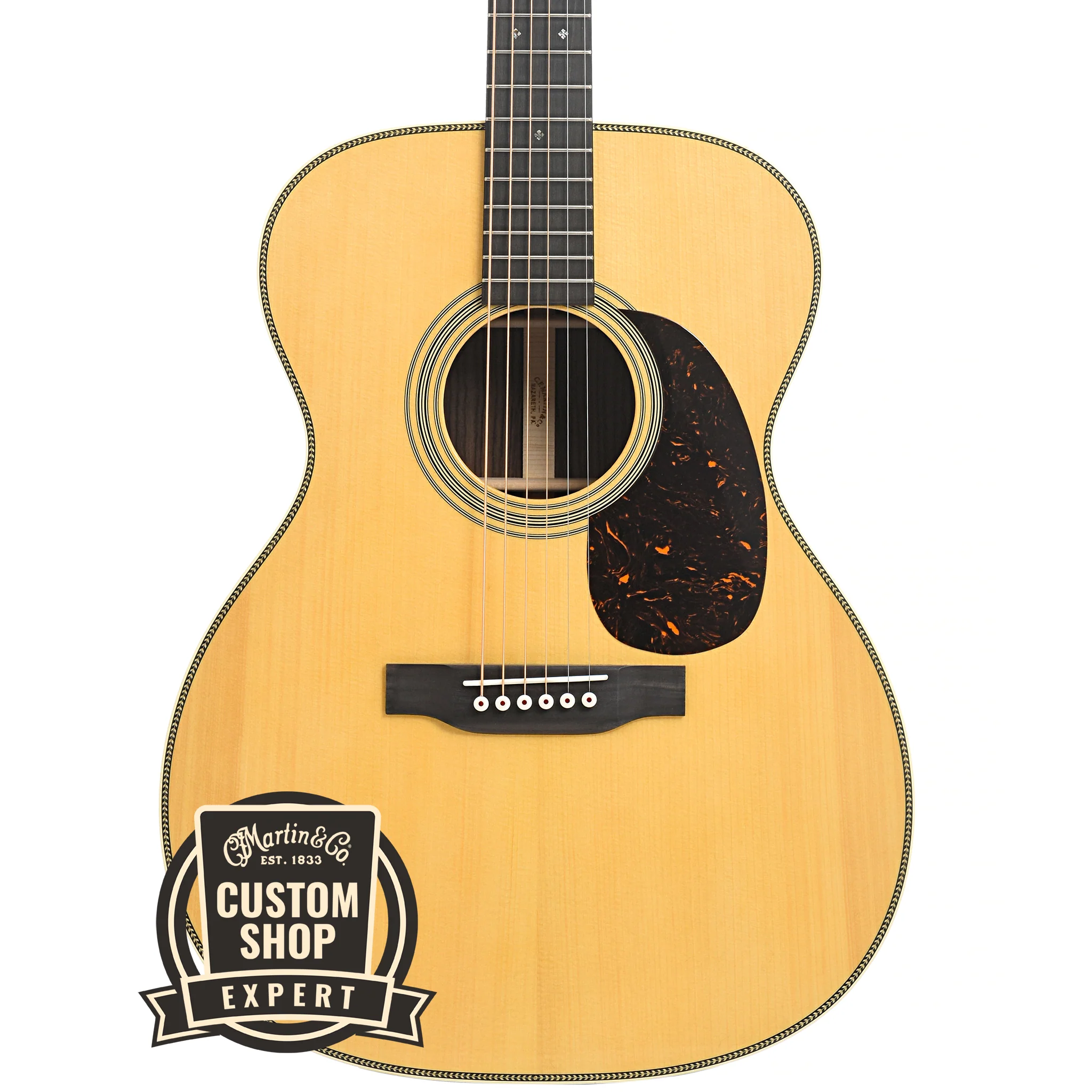 Martin Custom Herringbone 28-Style 000 Guitar & Case, Thinner Adirondack Top - Image 2