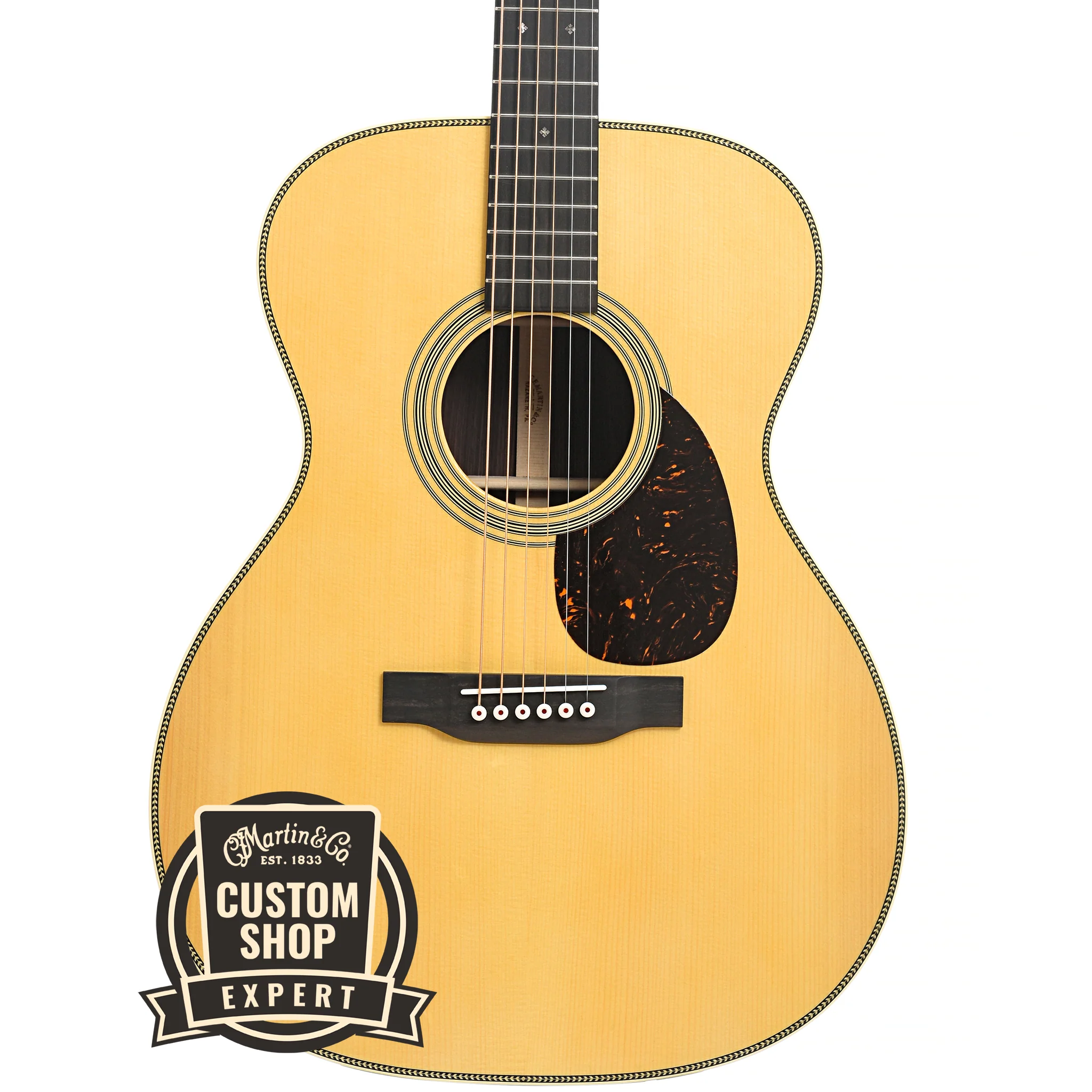 Martin Custom Herringbone 28-Style OM Guitar & Case, Thinner Adirondack Top - Image 2