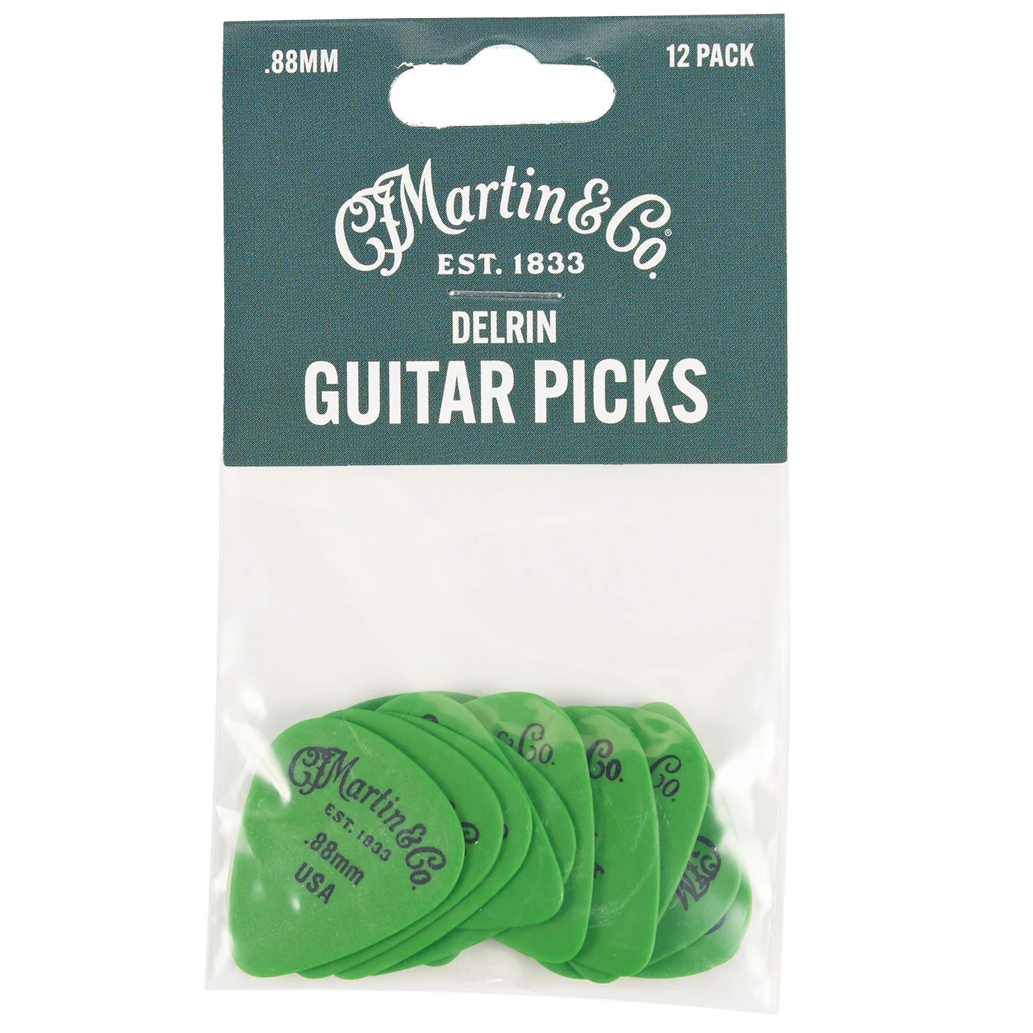 Martin Delrin Guitar Picks, Green .88mm - Image 3
