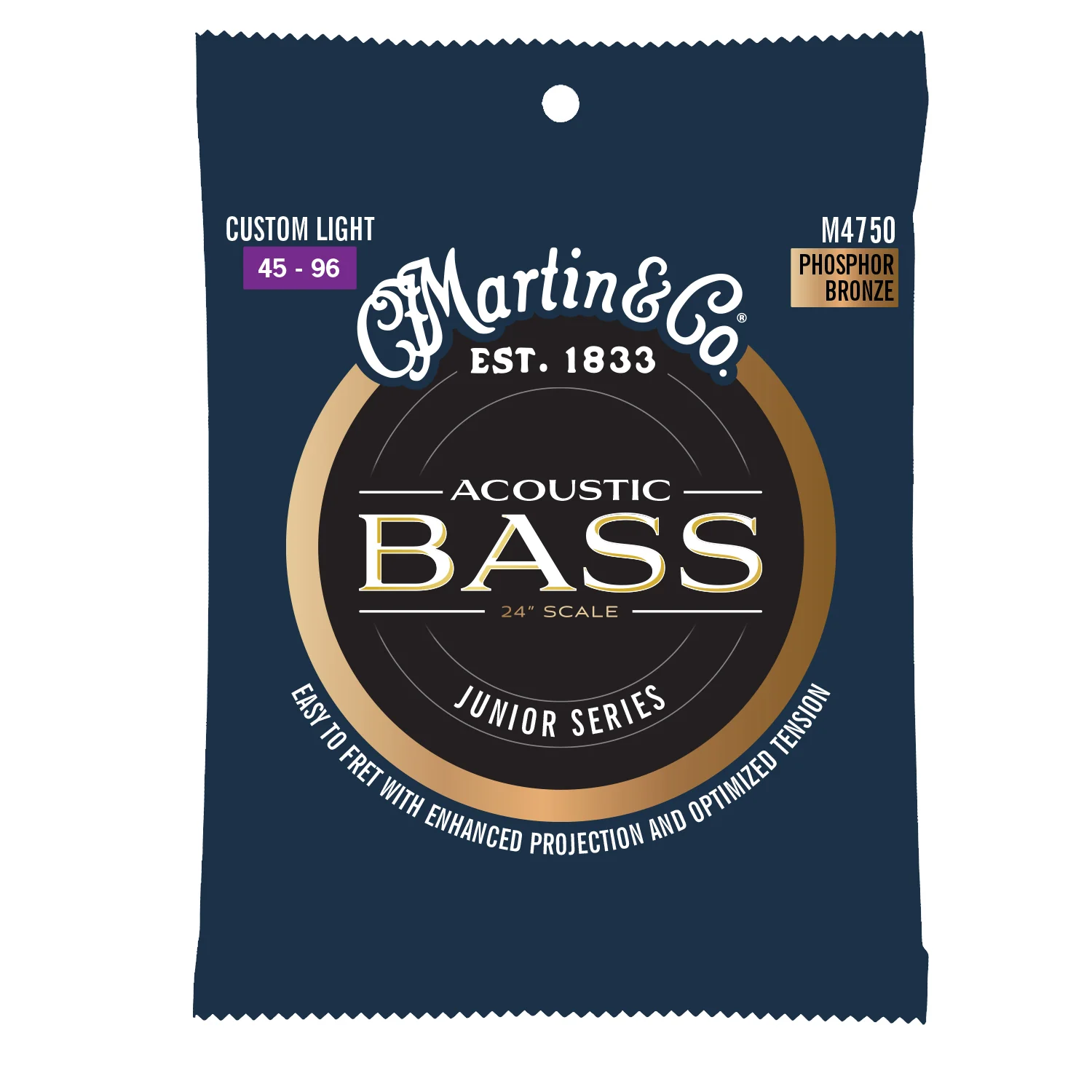 Martin M4750 Junior Bass Phosphor Broze Custom Light Acoustic Bass String Set - Image 2