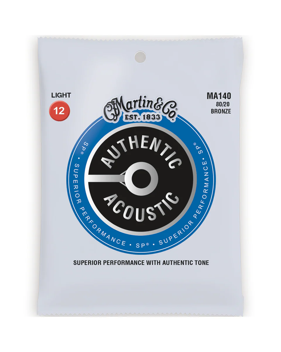 Martin MA140 Authentic Acoustic SP 80/20 Light 6-String Acoustic Guitar Set