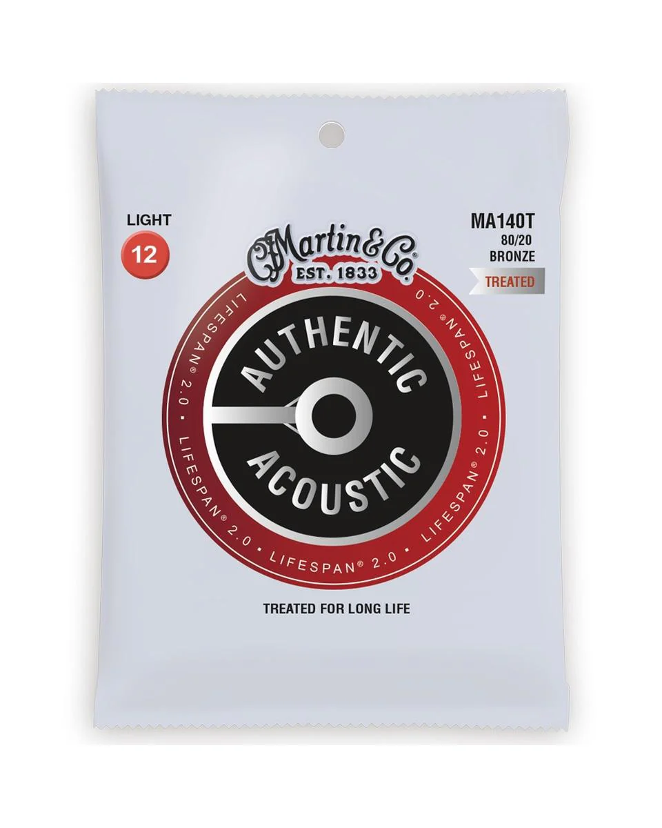 Martin MA140T Authentic Acoustic Lifespan 2.0 Treated 80/20 Bronze Light, Single 6-Str Set - Image 2