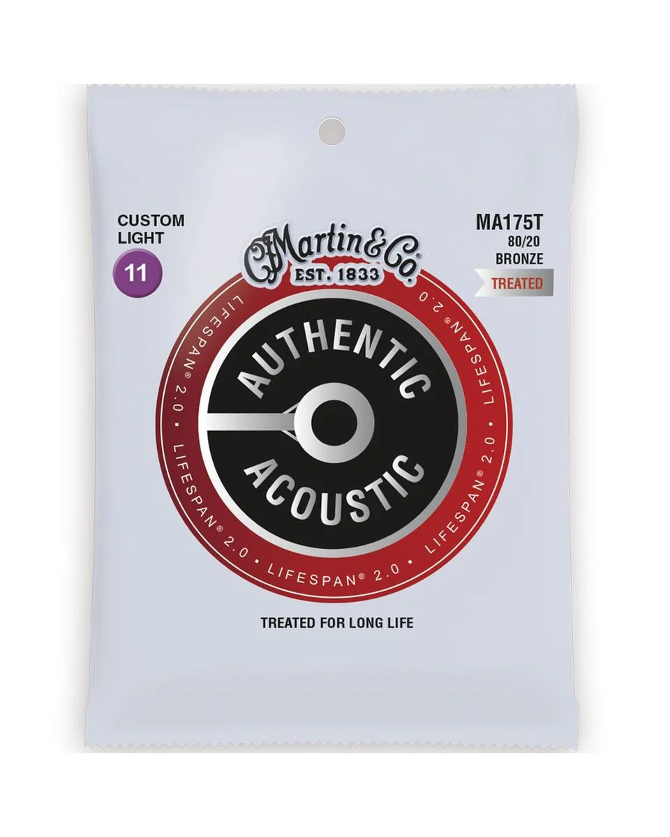 Martin MA175T Authentic Acoustic Lifespan 2.0 Treated 80/20 Bronze Cust-Lt, Single 6-Str Set - Image 2