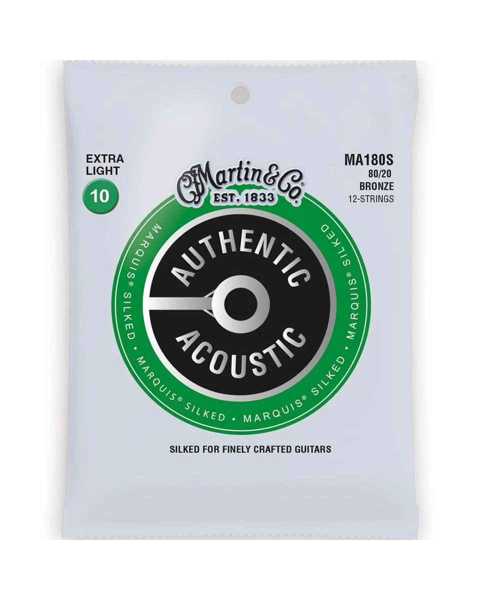 Martin MA180S Authentic Acoustic Marquis Silked 80/20 Extra Light 12-String Acoustic Guitar Set - Image 2
