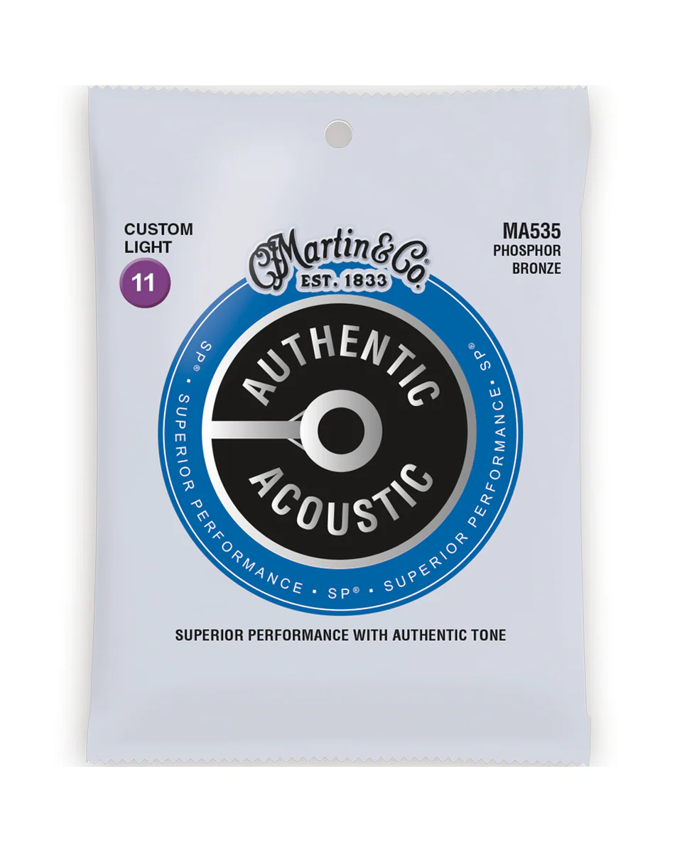 Martin MA535 Authentic Acoustic SP Phosphor Bronze Custom Light 6-String Acoustic Guitar Set
