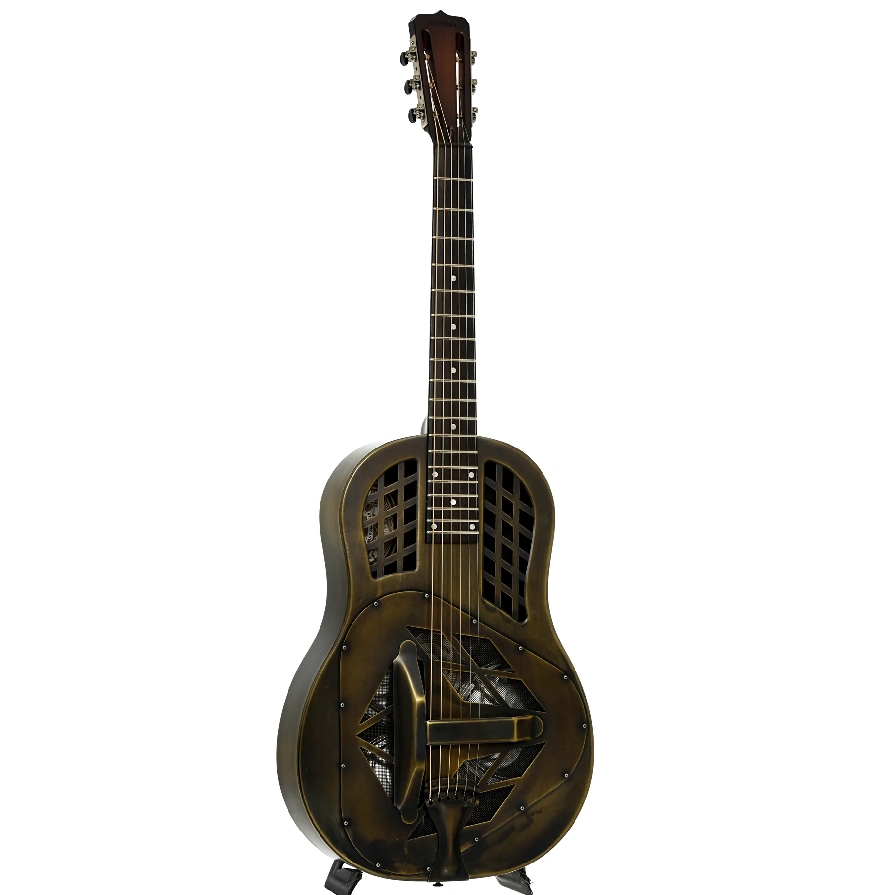 National NRP Tricone Antique Brass Resonator Guitar (2016) - Image 3