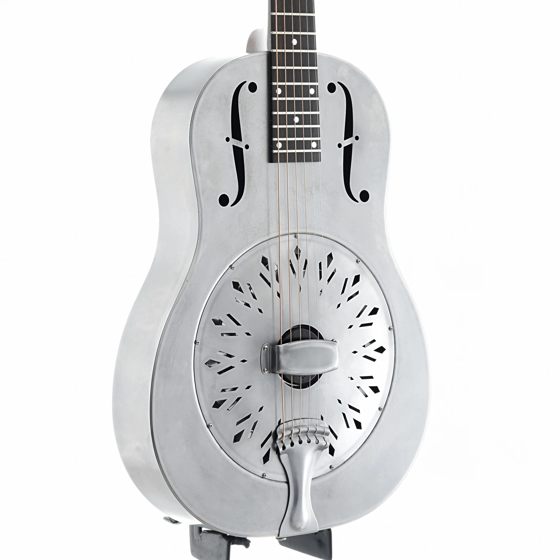 National Raw Steel 12-Fret Roundneck Resonator Guitar & Case - Image 5
