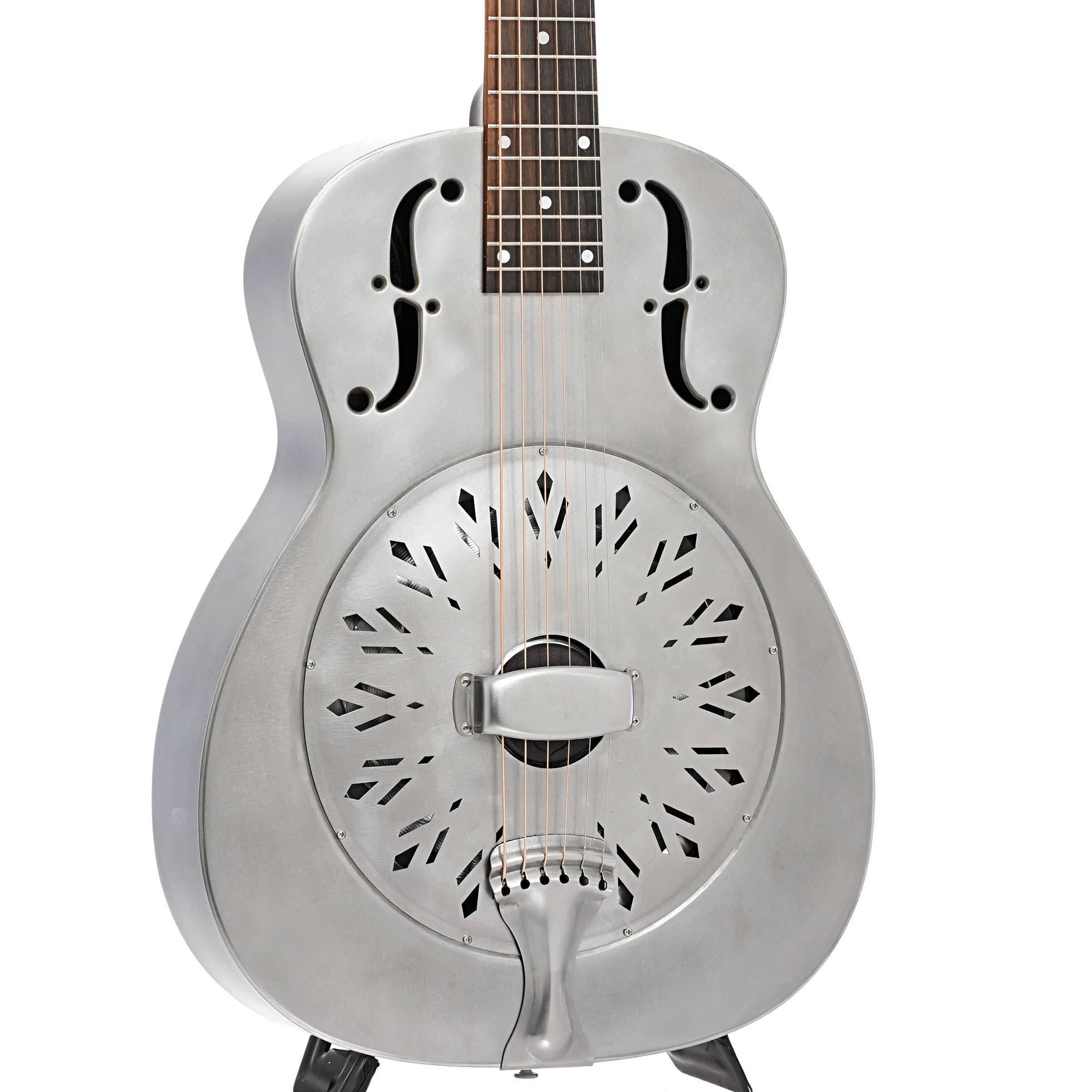 National Raw Steel 14-Fret Roundneck Resonator Guitar & Case - Image 4