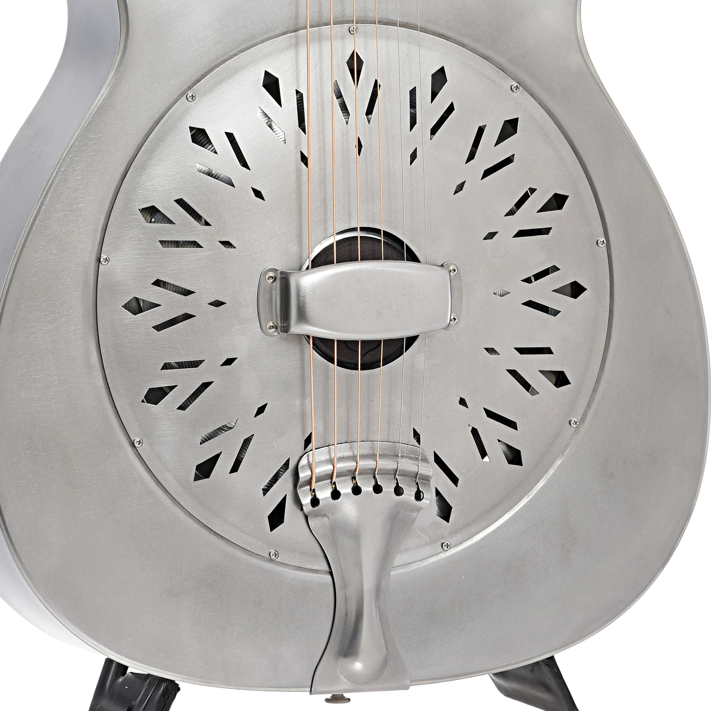 National Raw Steel 14-Fret Roundneck Resonator Guitar & Case - Image 5
