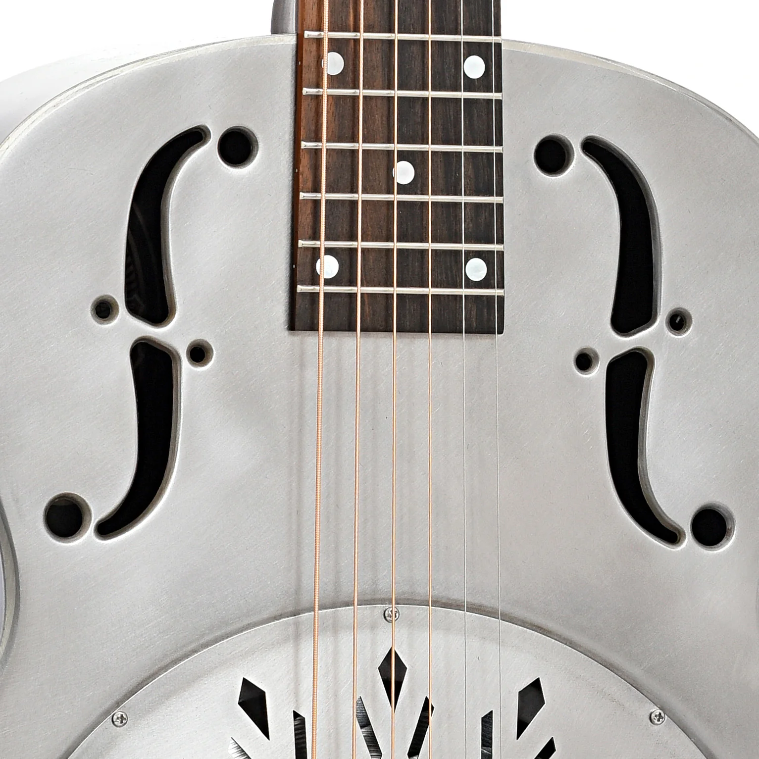 National Raw Steel 14-Fret Roundneck Resonator Guitar & Case - Image 6