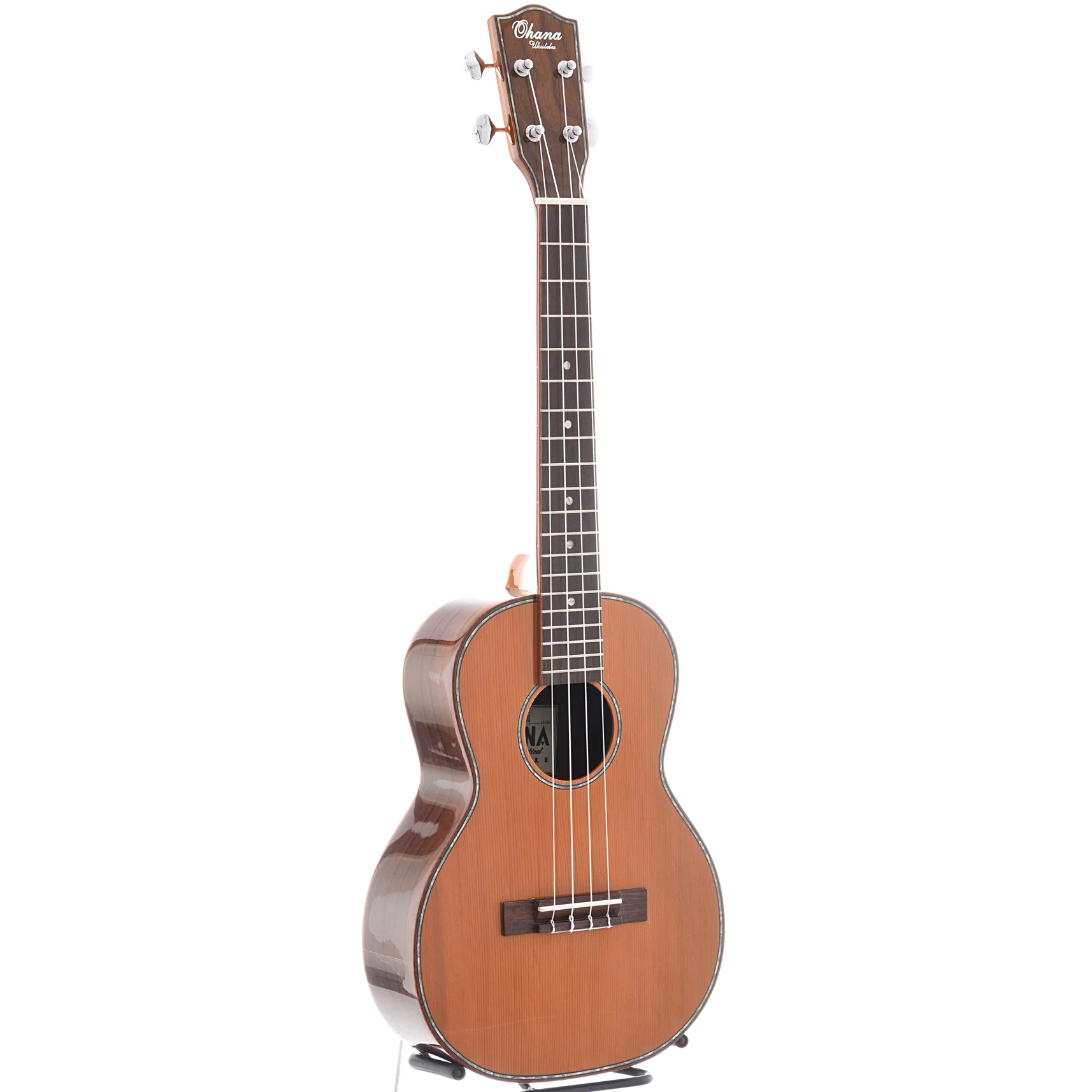 Ohana TK-50G Tenor Ukulele, Solid Cedar Top with Solid Rosewood Back and Sides - Image 11