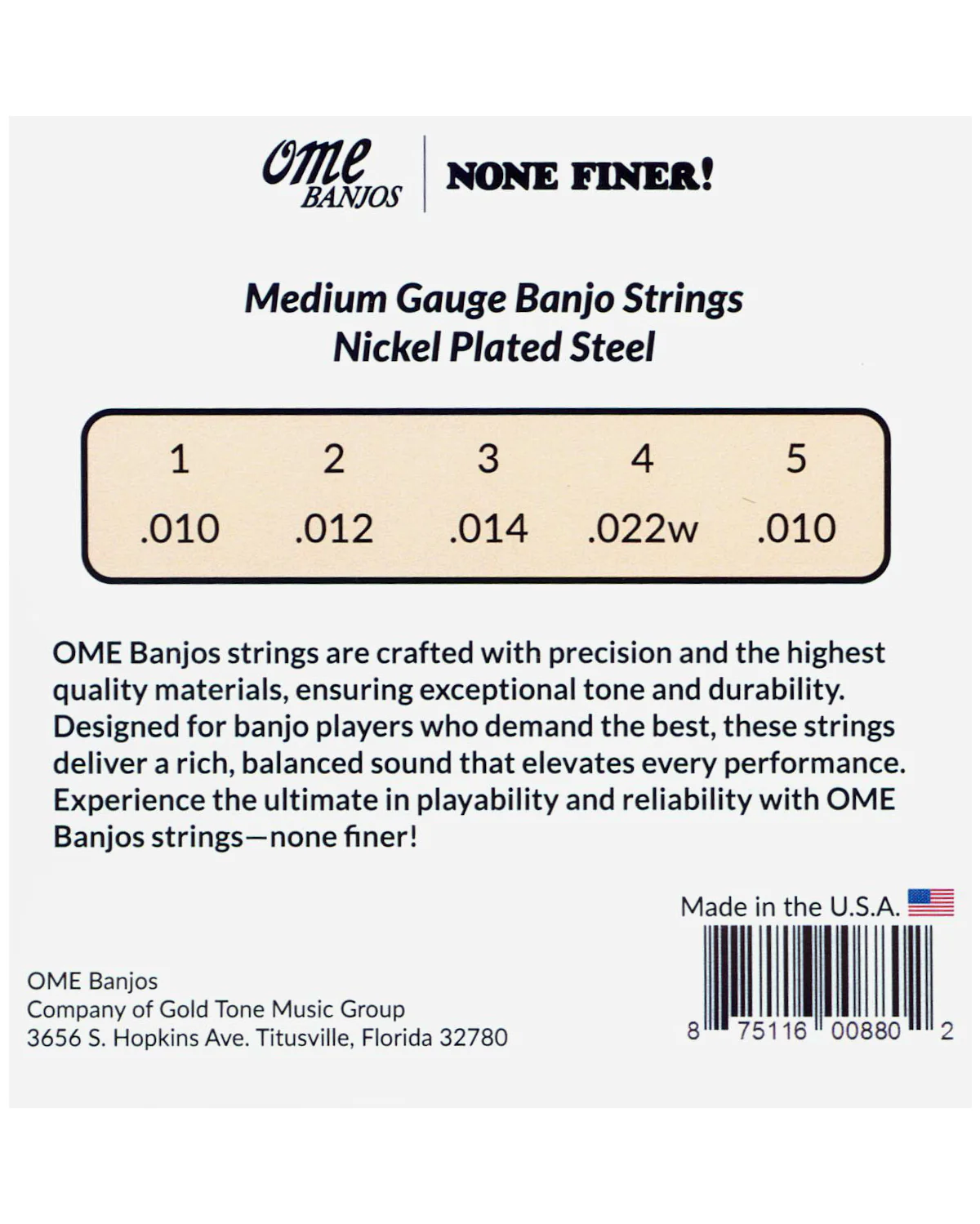 Ome Nickel Wound Medium 5- String Banjo Set - Image 3