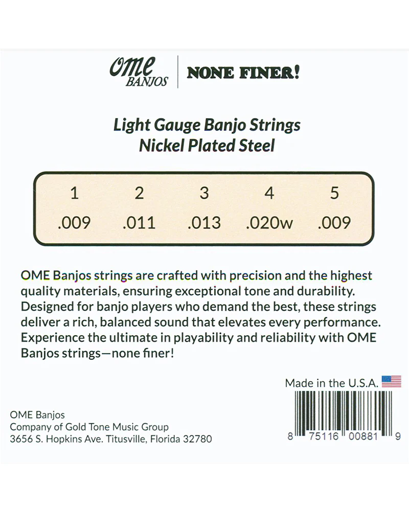 Ome Nickel Wound Light 5-String Banjo Set - Image 3