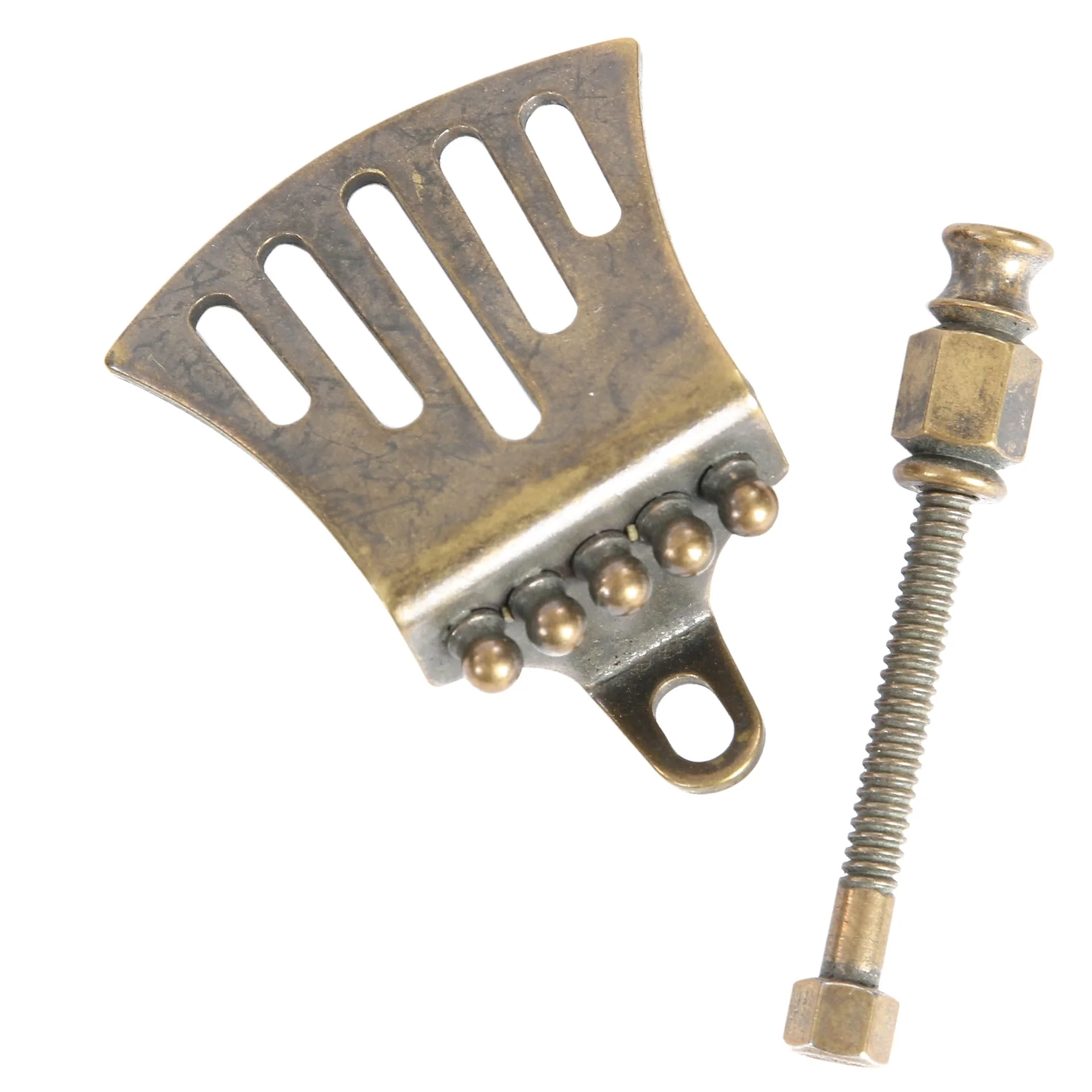 Pisgah Hawk Tail Banjo Tailpiece, Antiqued Brass - Image 3