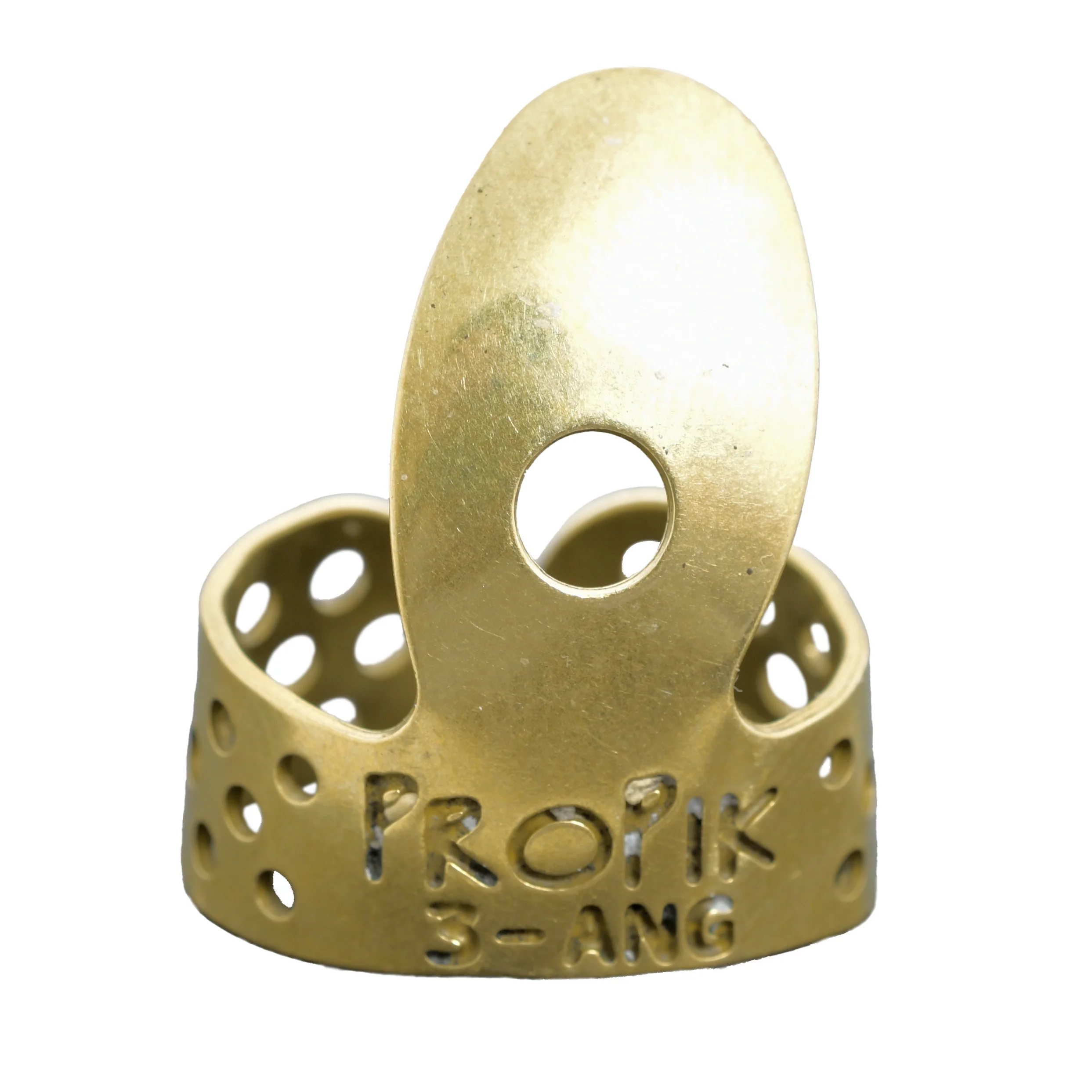 Propik Brass "Fast Pick" Angled Fingerpick, Single Wrap, Blade 3 - Image 2
