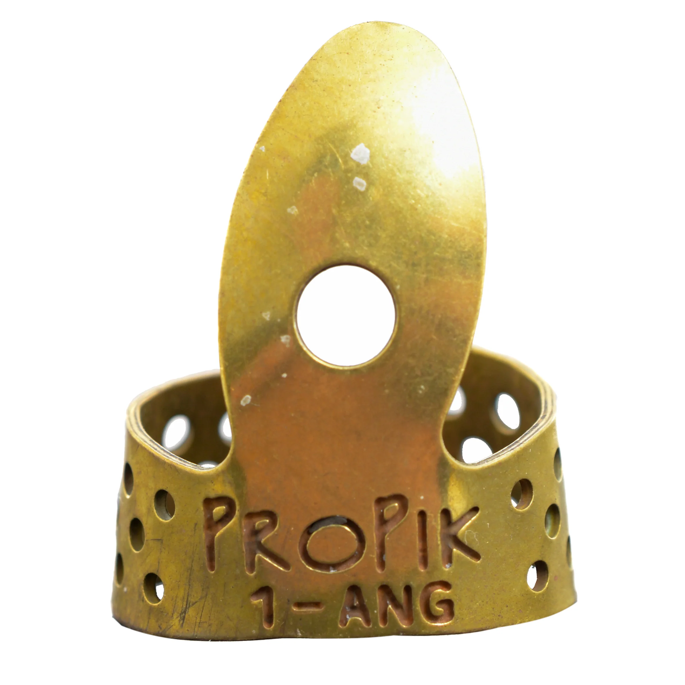 Propik Brass "Fast Pick" Angled Fingerpick, Single Wrap, Blade 1 - Image 2