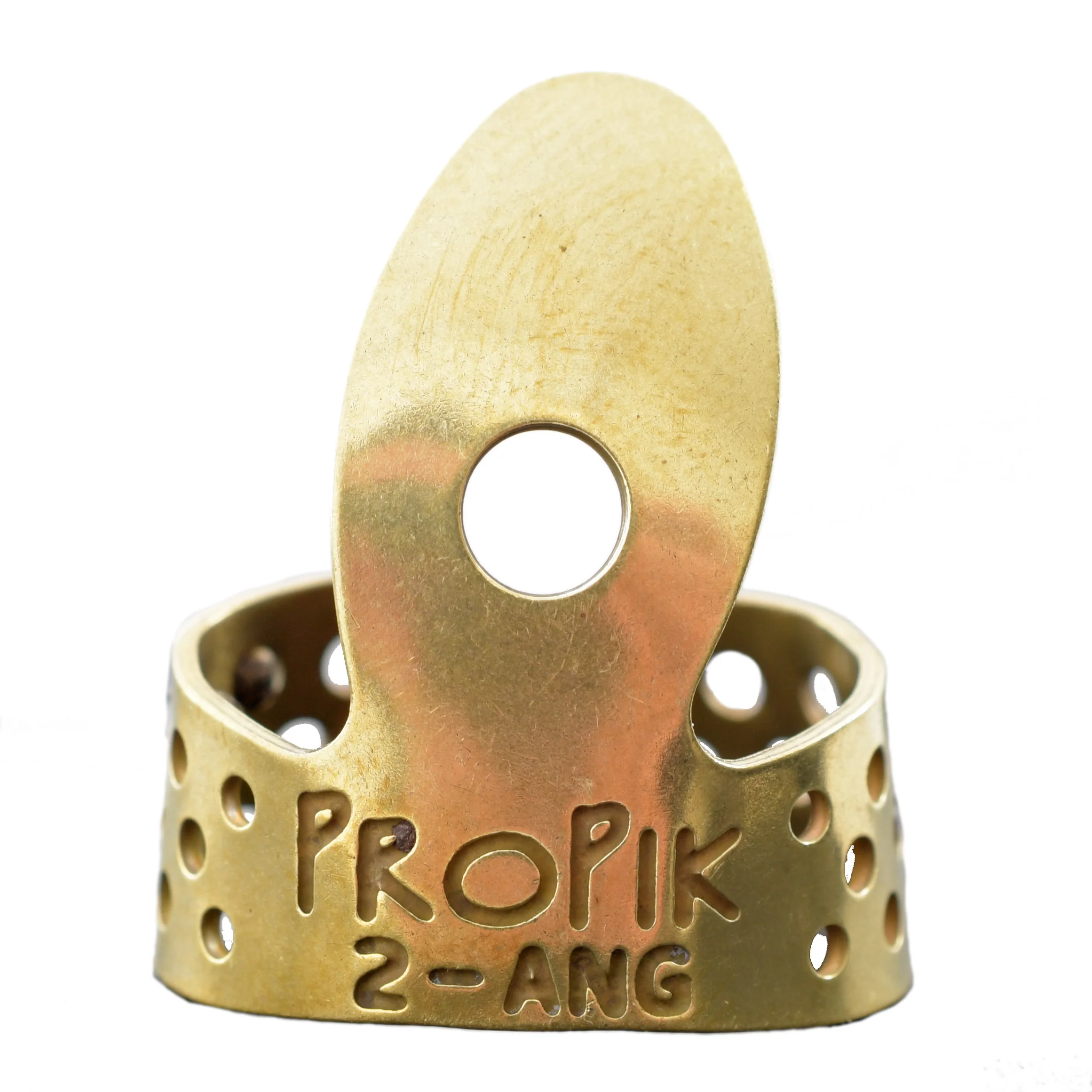 Propik Brass "Fast Pick" Angled Fingerpick, Single Wrap, Blade 2 - Image 2