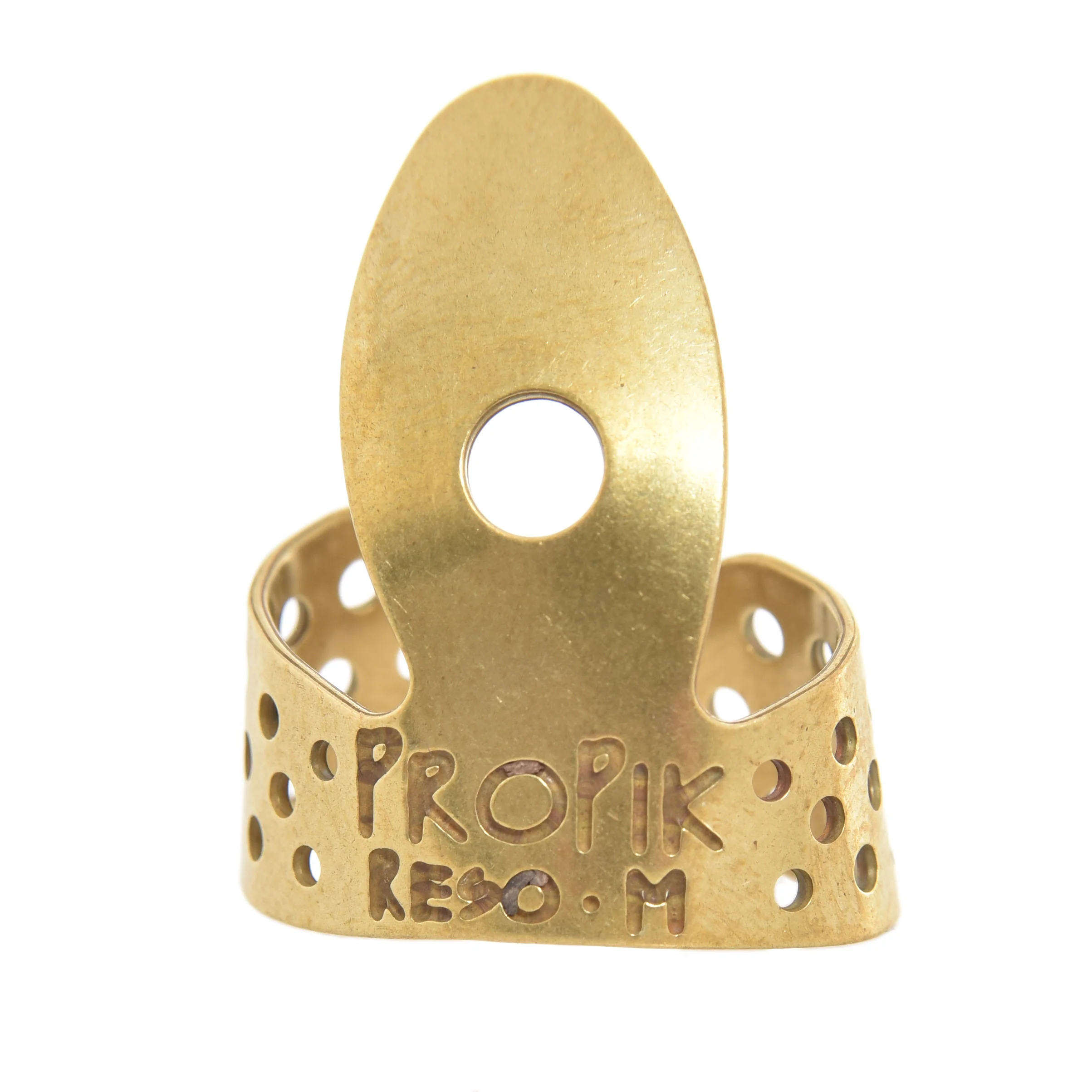 Propik Brass Resophonic Guitar Fingerpick, Single Wrap, Medium - Image 2
