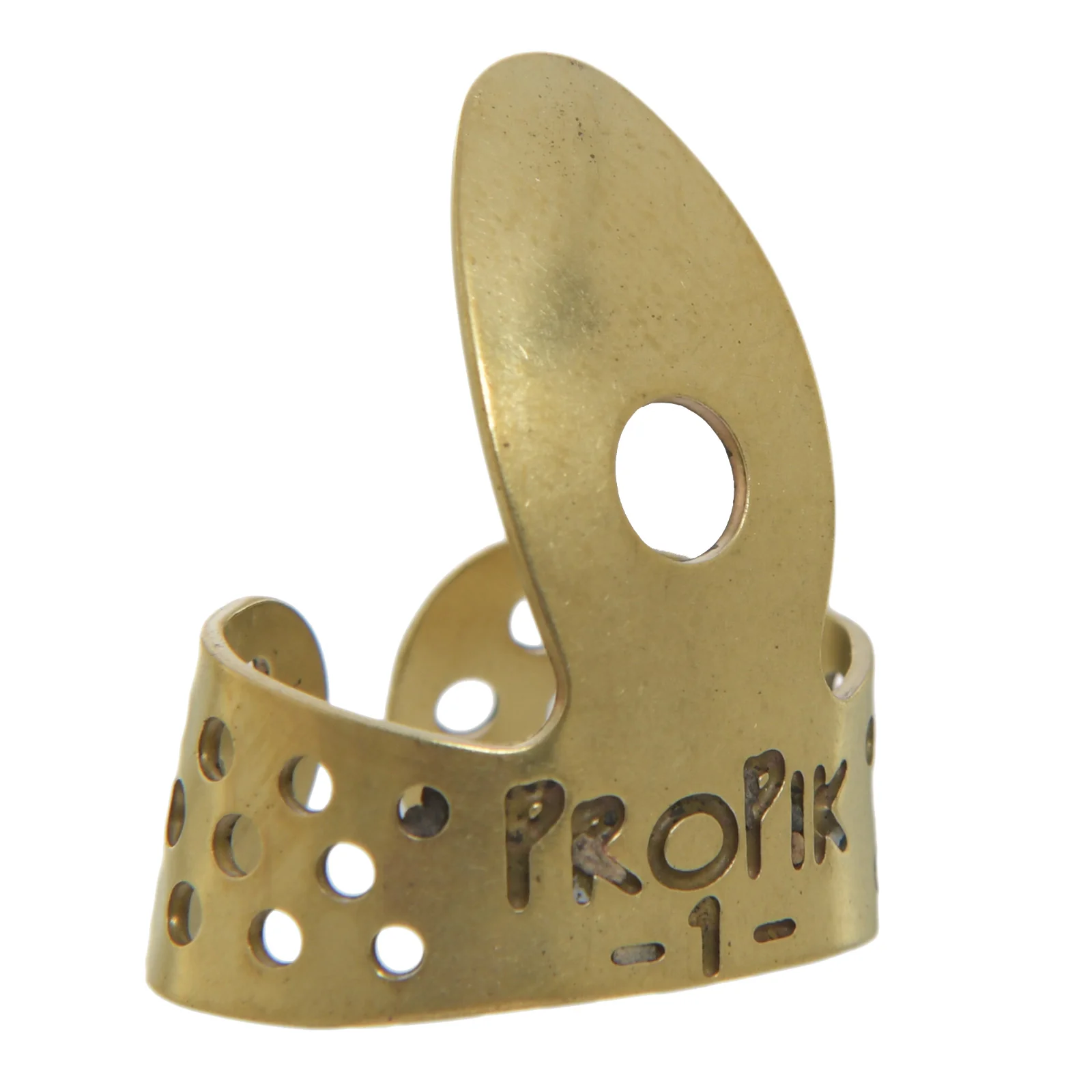 Propik Brass Straight Fingerpick, Single Wrap, Blade 1 - Image 2