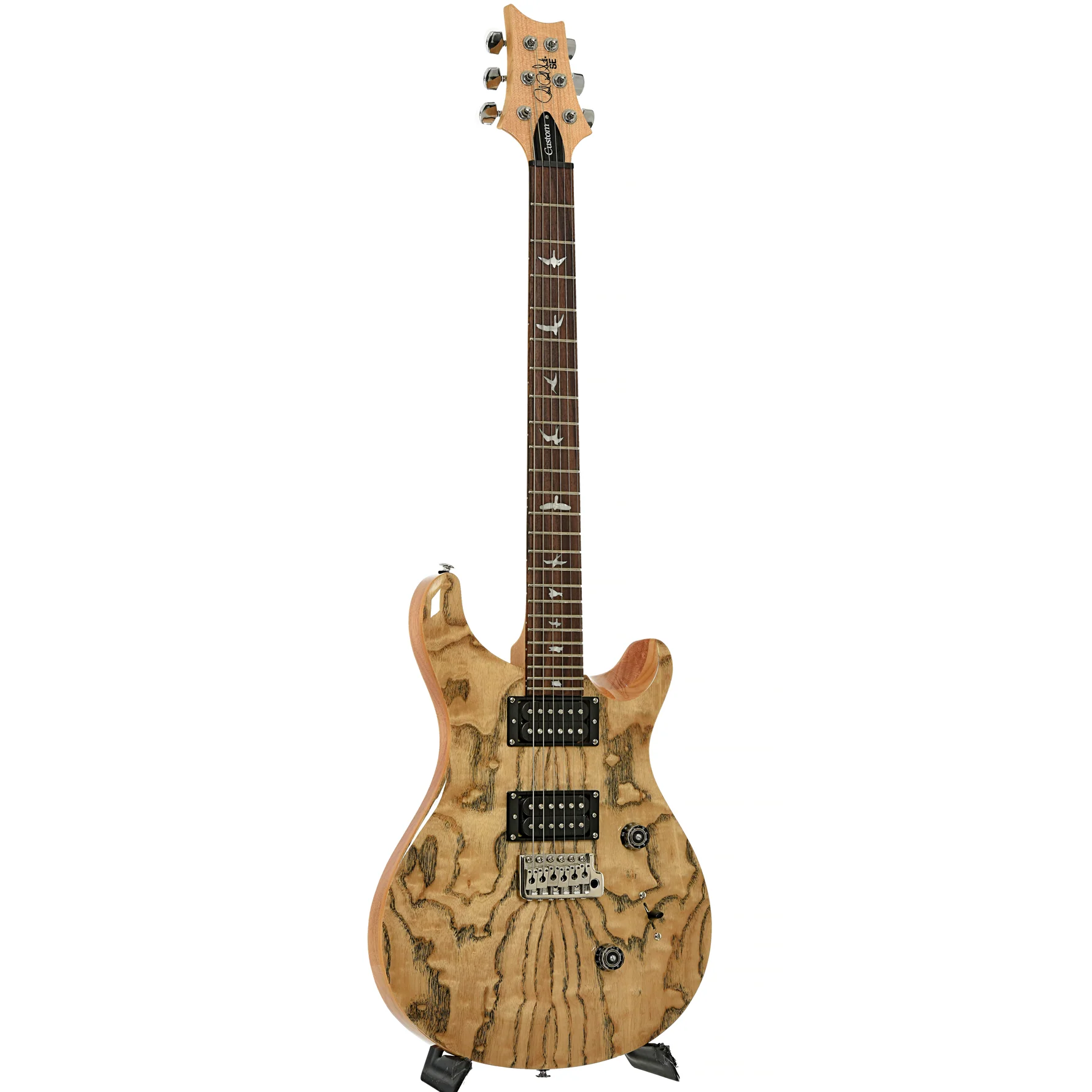 PRS SE Custom 24 Burled Ash Limited Edition Natural Finish Electric Guitar - Image 3