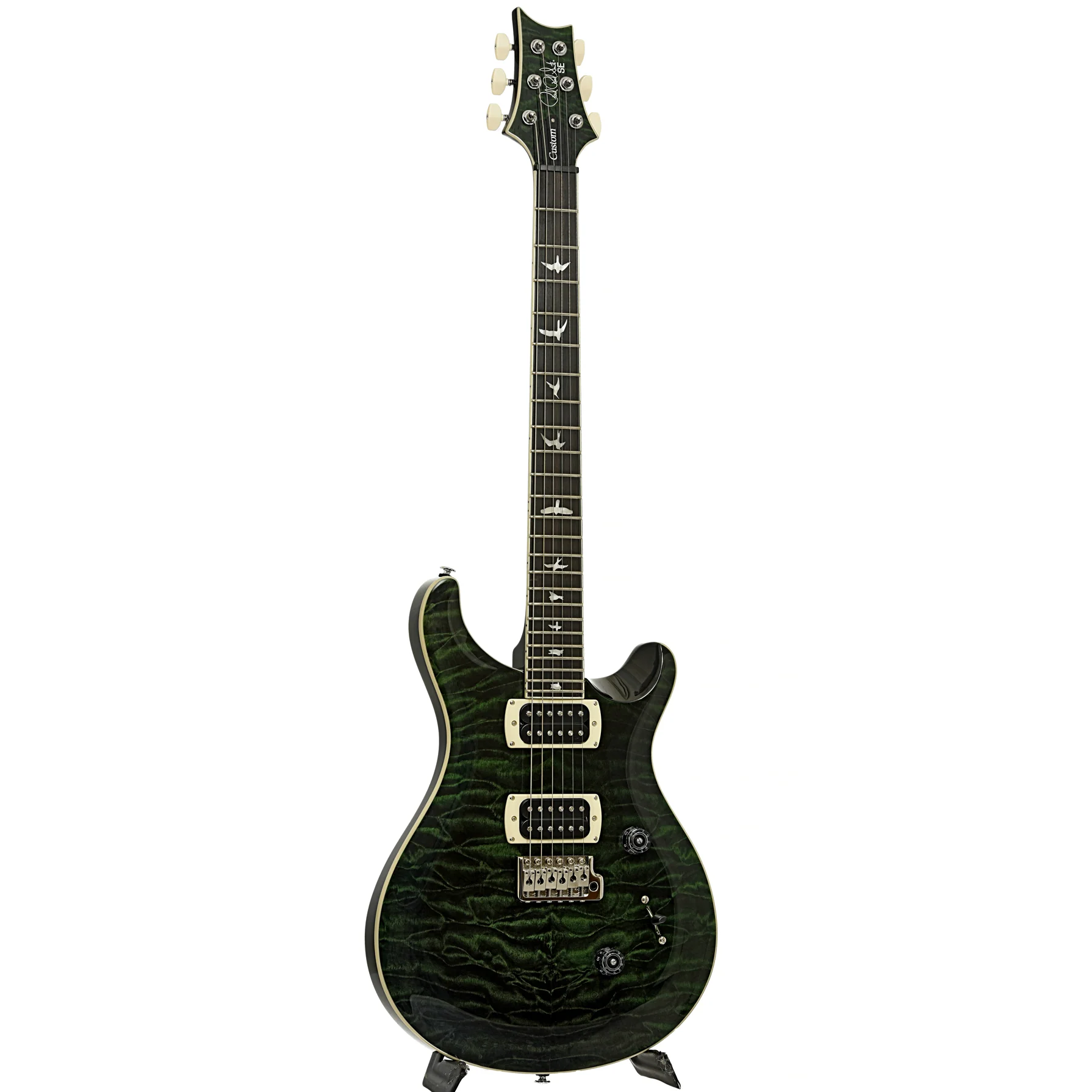 PRS SE Custom 24 Quilt Electric Guitar, Teal Black - Image 3
