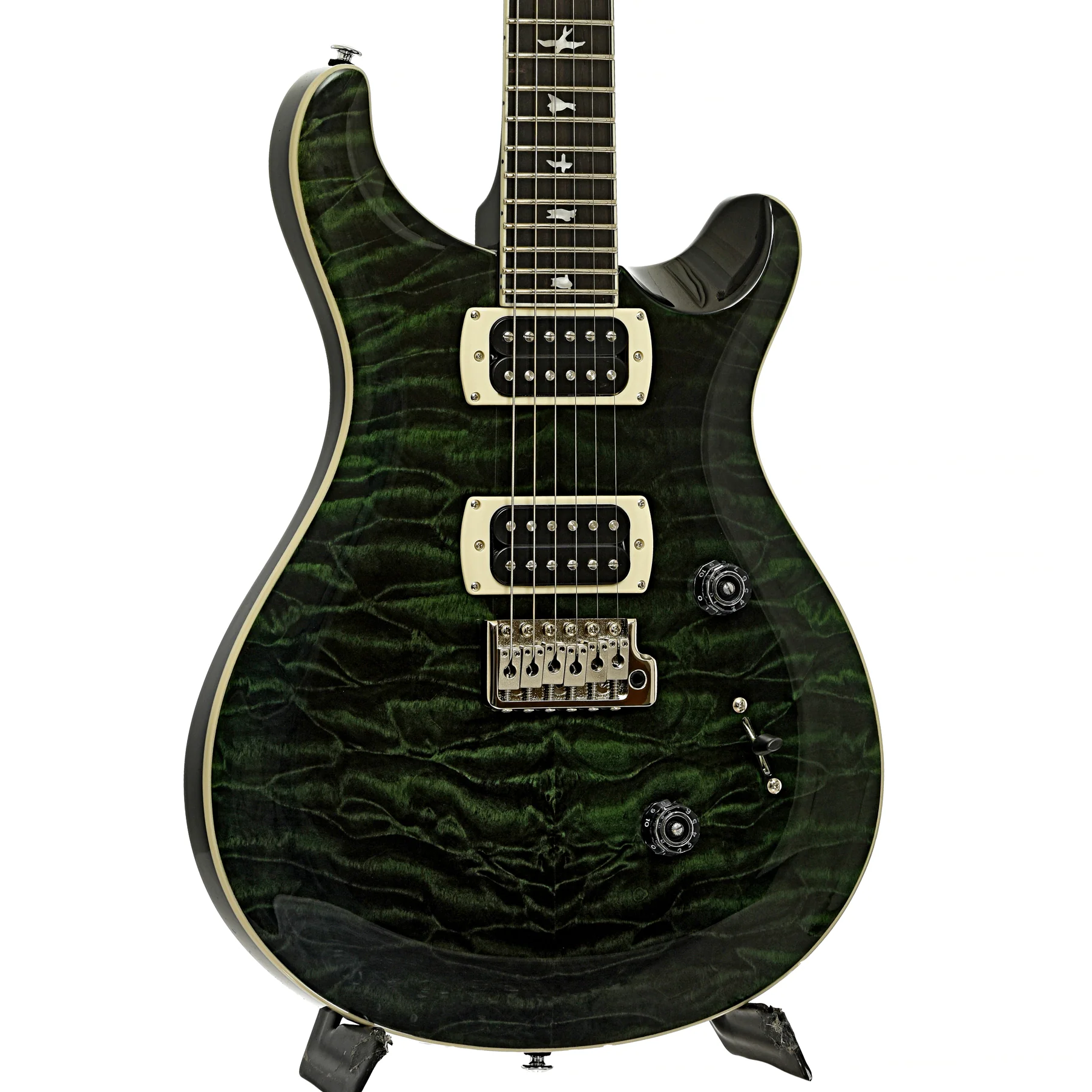 PRS SE Custom 24 Quilt Electric Guitar, Teal Black - Image 4