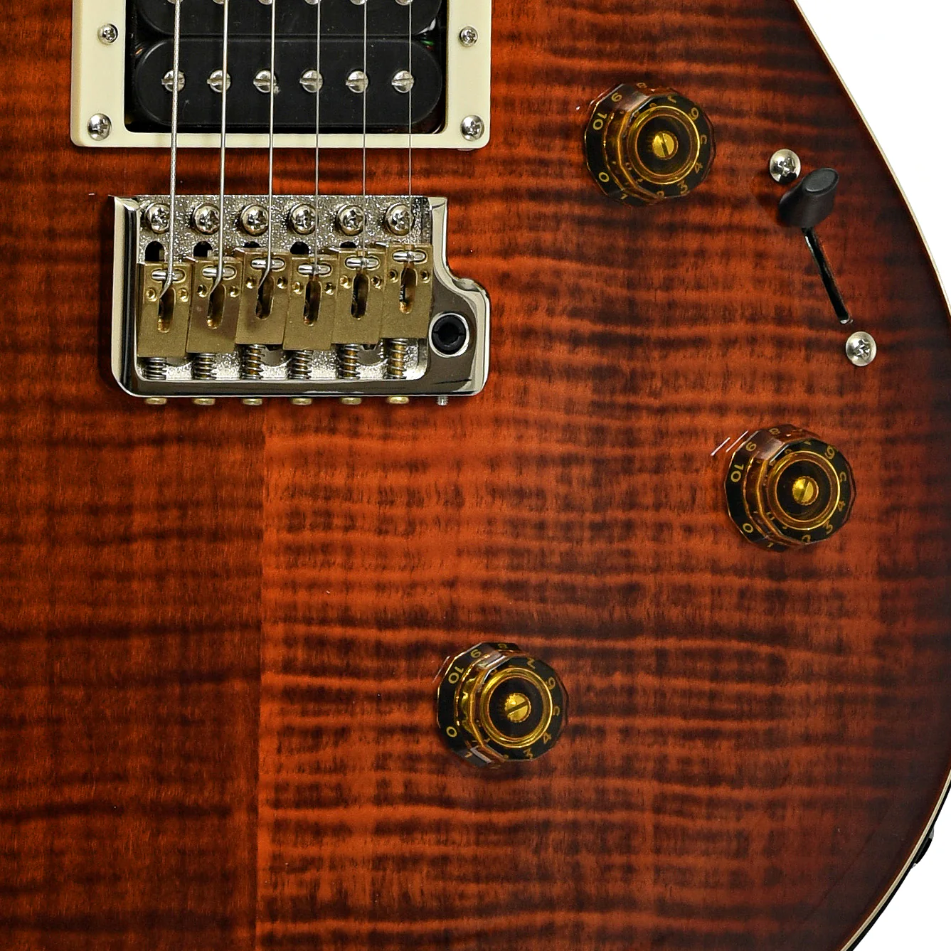 PRS SE Custom 24 Semi-Hollow Piezo Orange Tiger Smokeburst Electric Guitar - Image 5