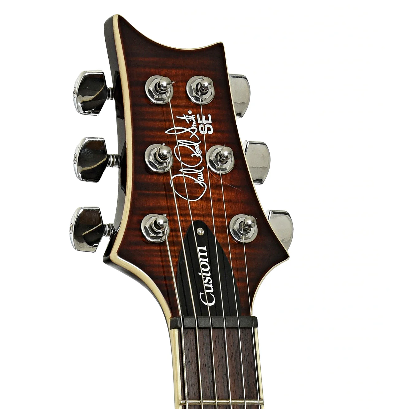 PRS SE Custom 24 Semi-Hollow Piezo Orange Tiger Smokeburst Electric Guitar - Image 8