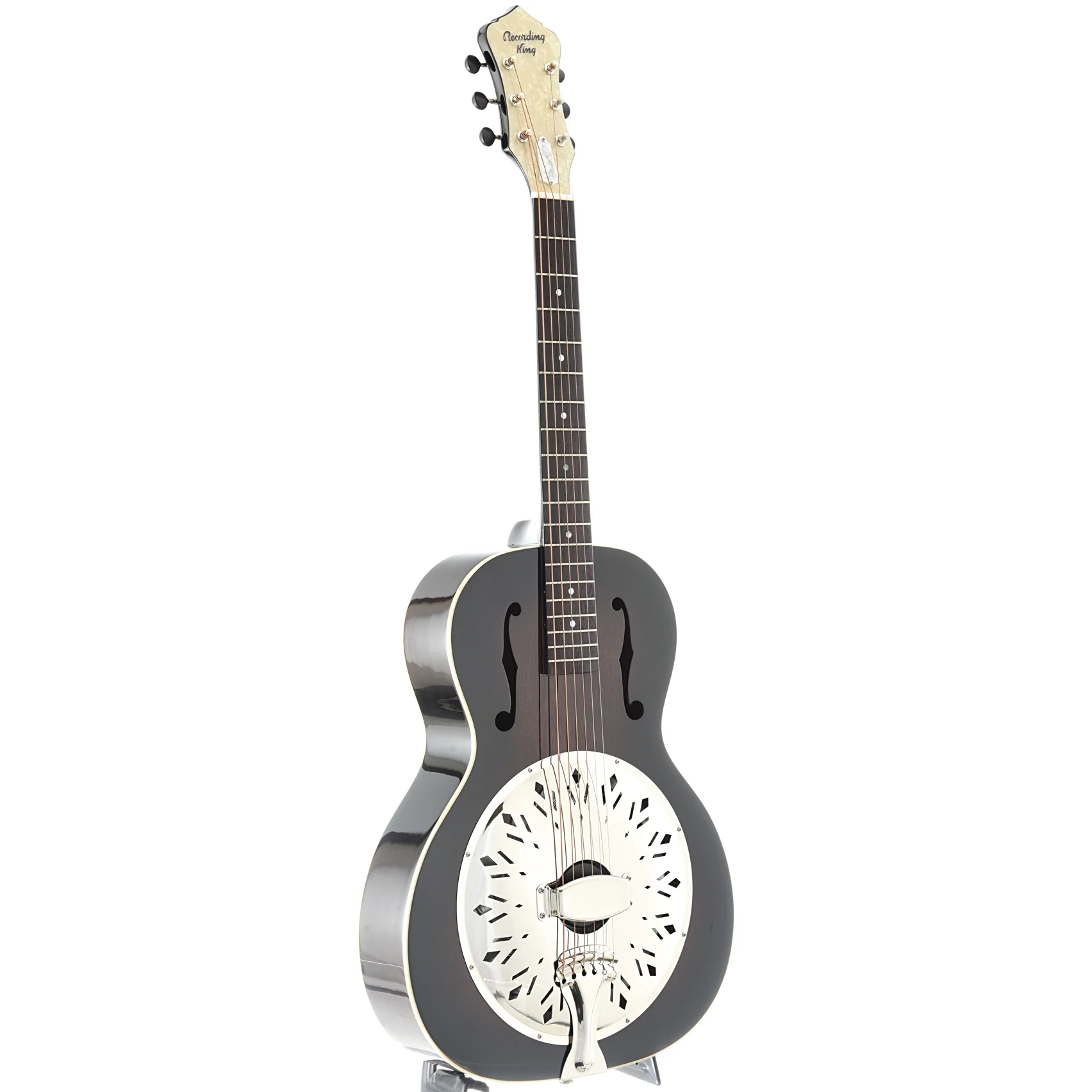 Recording King Rattlesnake Wood Body Roundneck Resonator Guitar with Fishman Pickup - Image 11