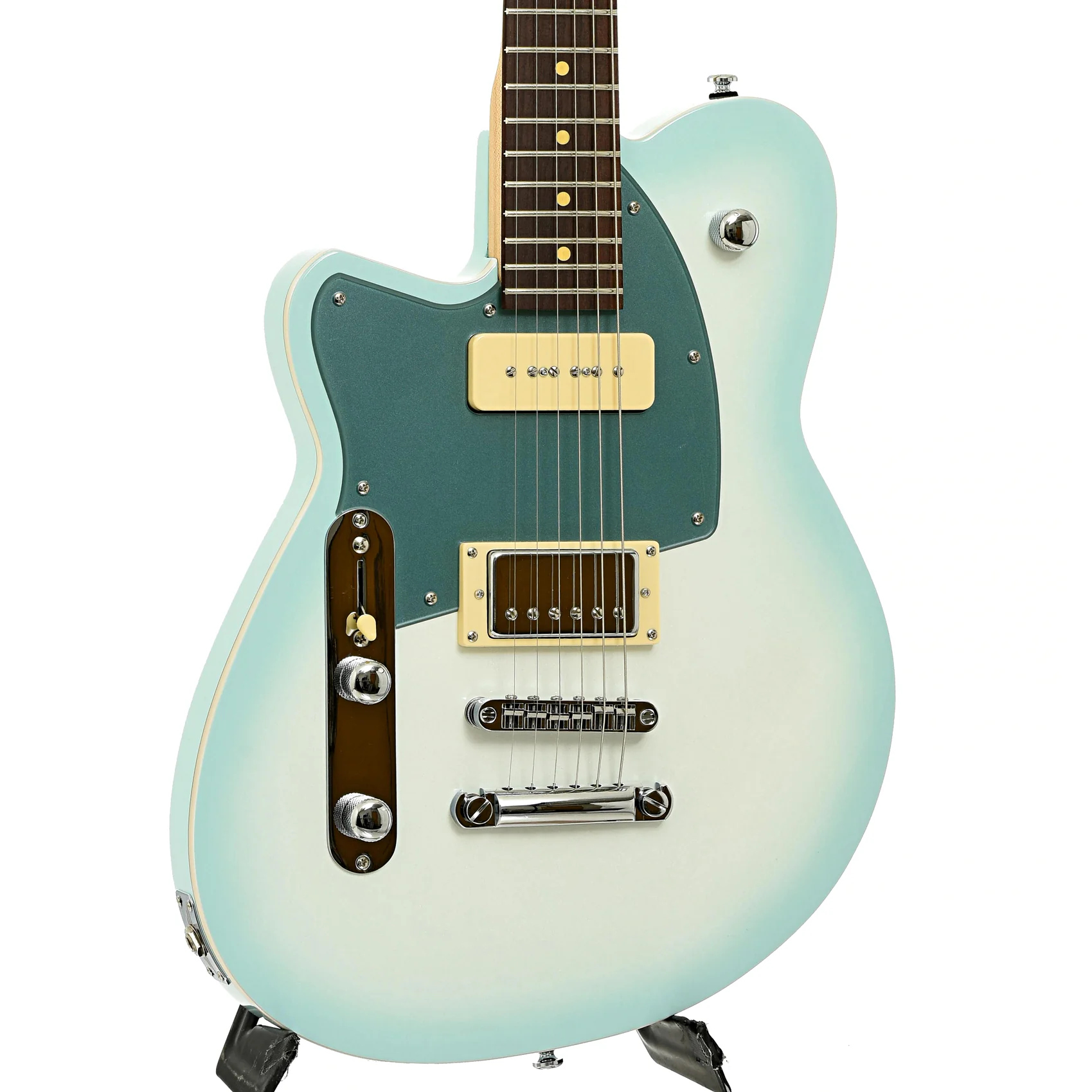 Reverend Double Agent OG, Left Handed Electric Guitar, Chronic Blue Burst - Image 4
