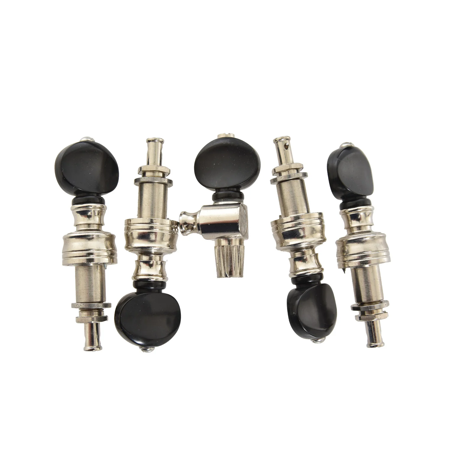 Rickard Cyclone 10:1 Banjo Tuners, Nickel/Black Plastic, Set/5 - Image 2