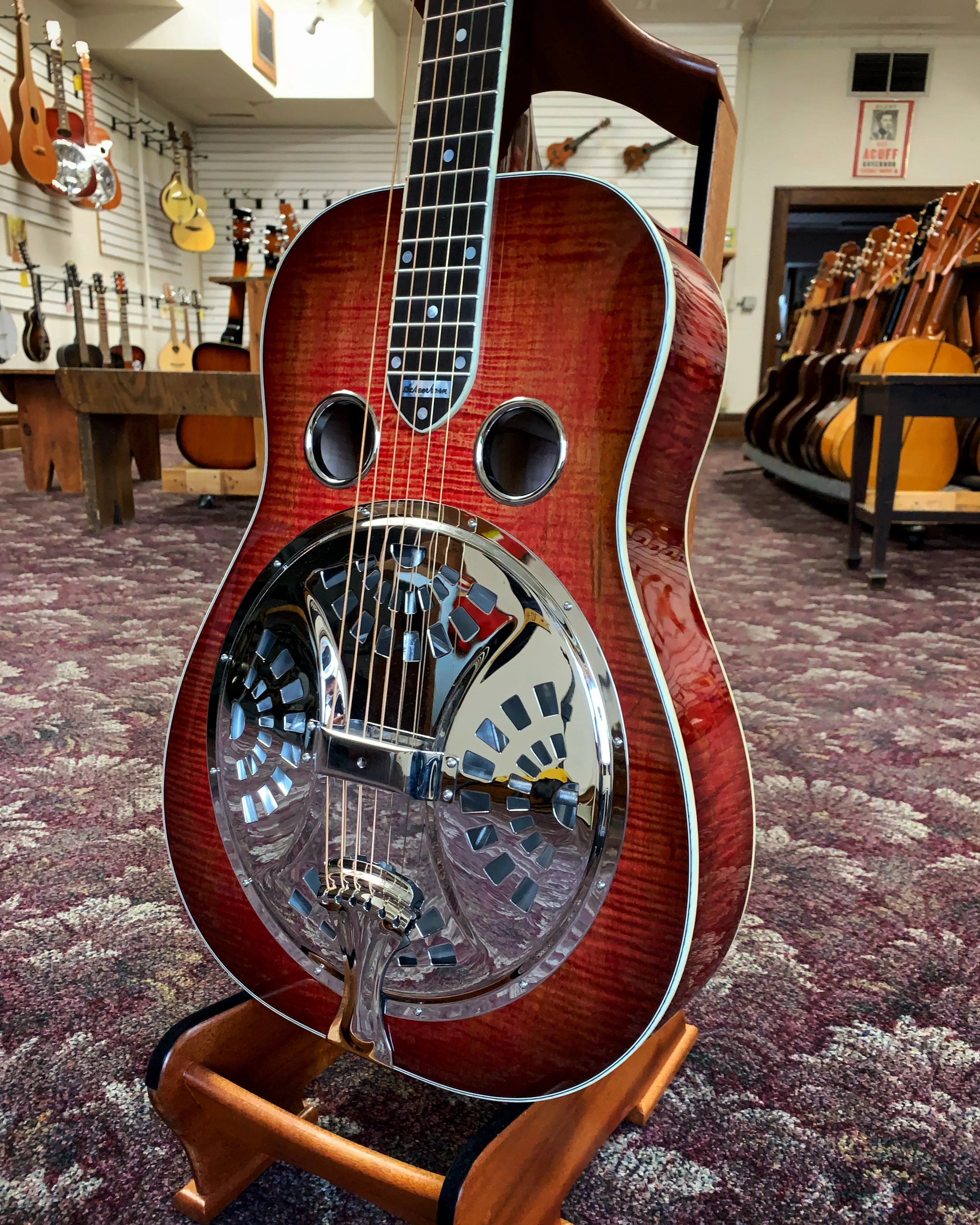 National Scheerhorn Squareneck Resonator Guitar & Case, Flamed Maple - Image 3