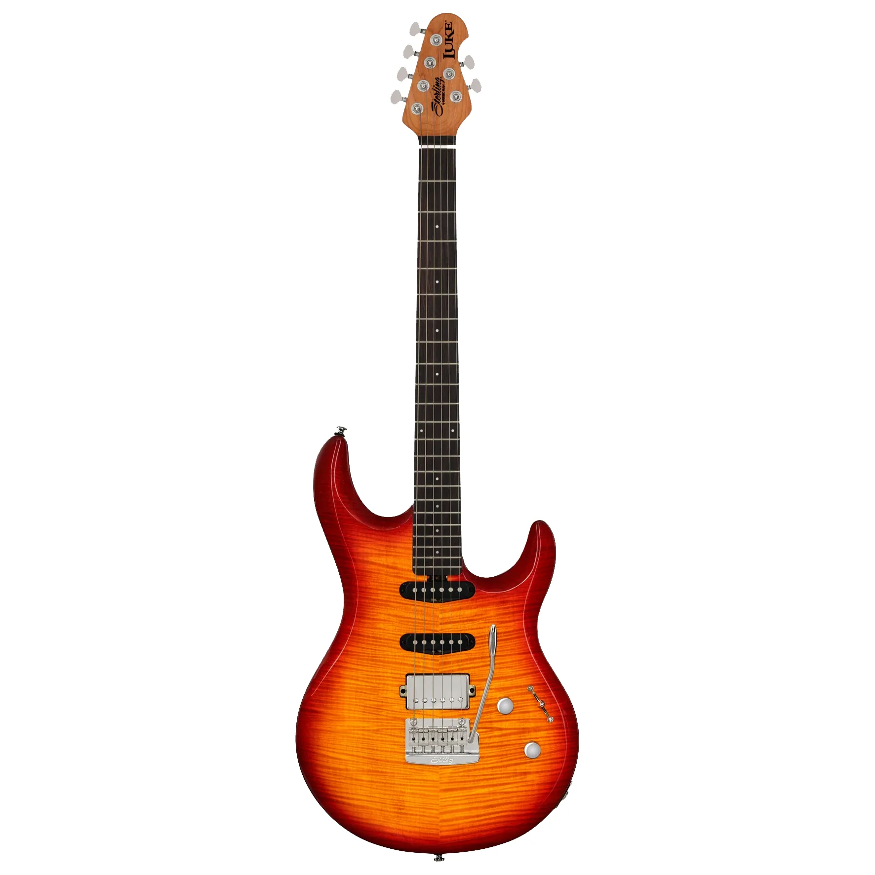 Sterling by Music Man Luke HSS Electric Guitar, Heritage Cherry Burst - Image 3