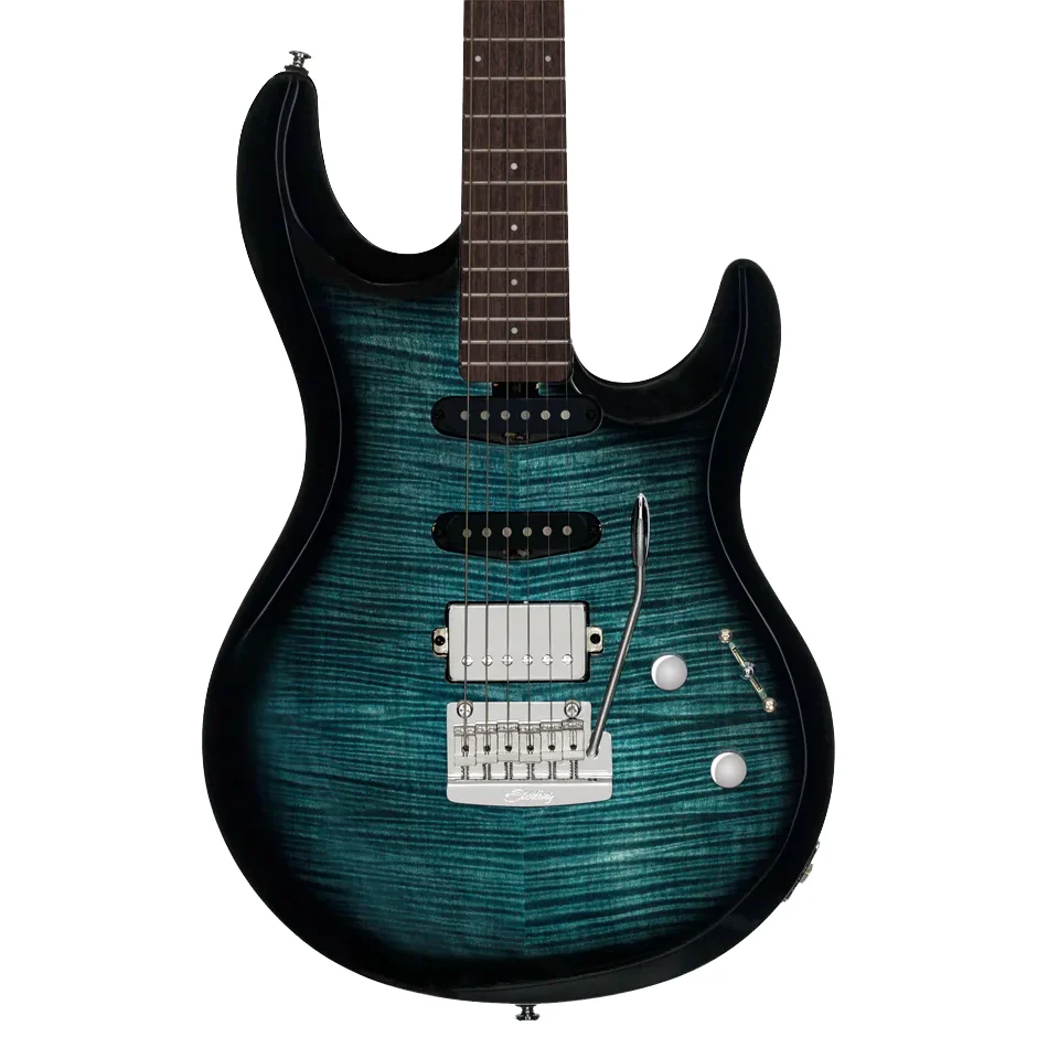 Sterling by Music Man Luke HSS Electric Guitar, Yucatan Blue - Image 3