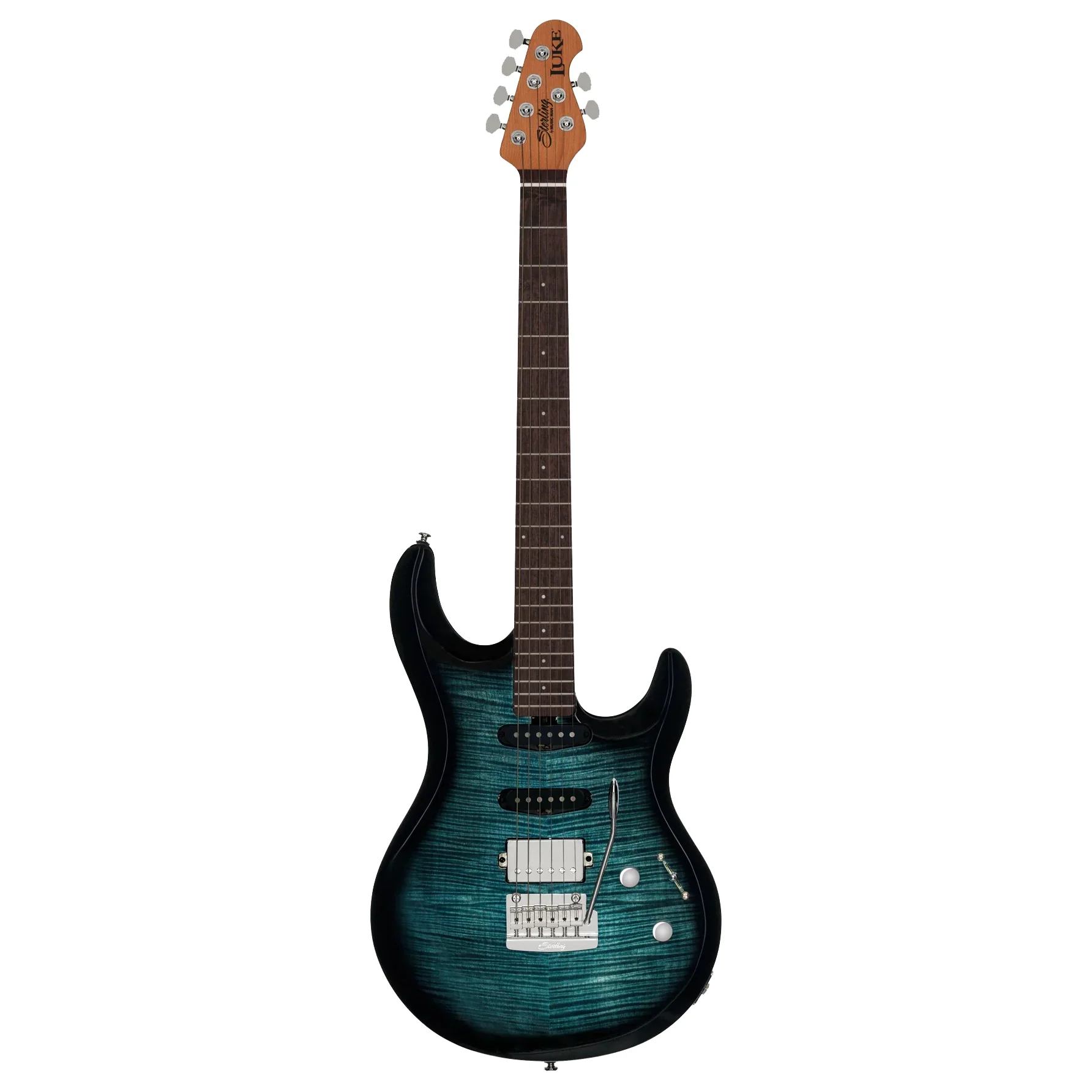 Sterling by Music Man Luke HSS Electric Guitar, Yucatan Blue - Image 4