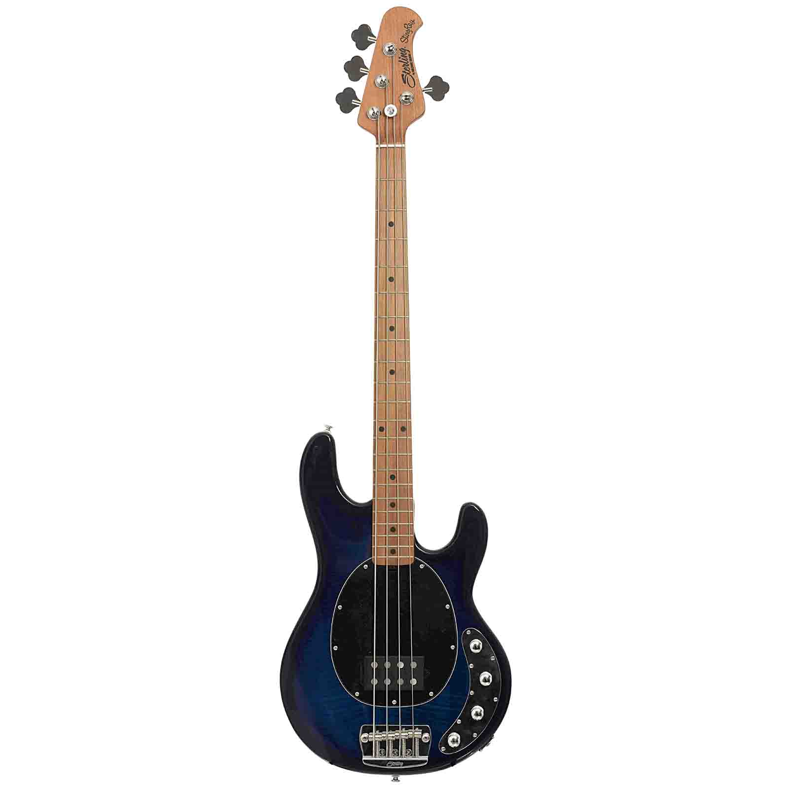 Sterling by Music Man StingRay34 Flamed Maple 4-String Bass, Neptune Blue (2022) - Image 14
