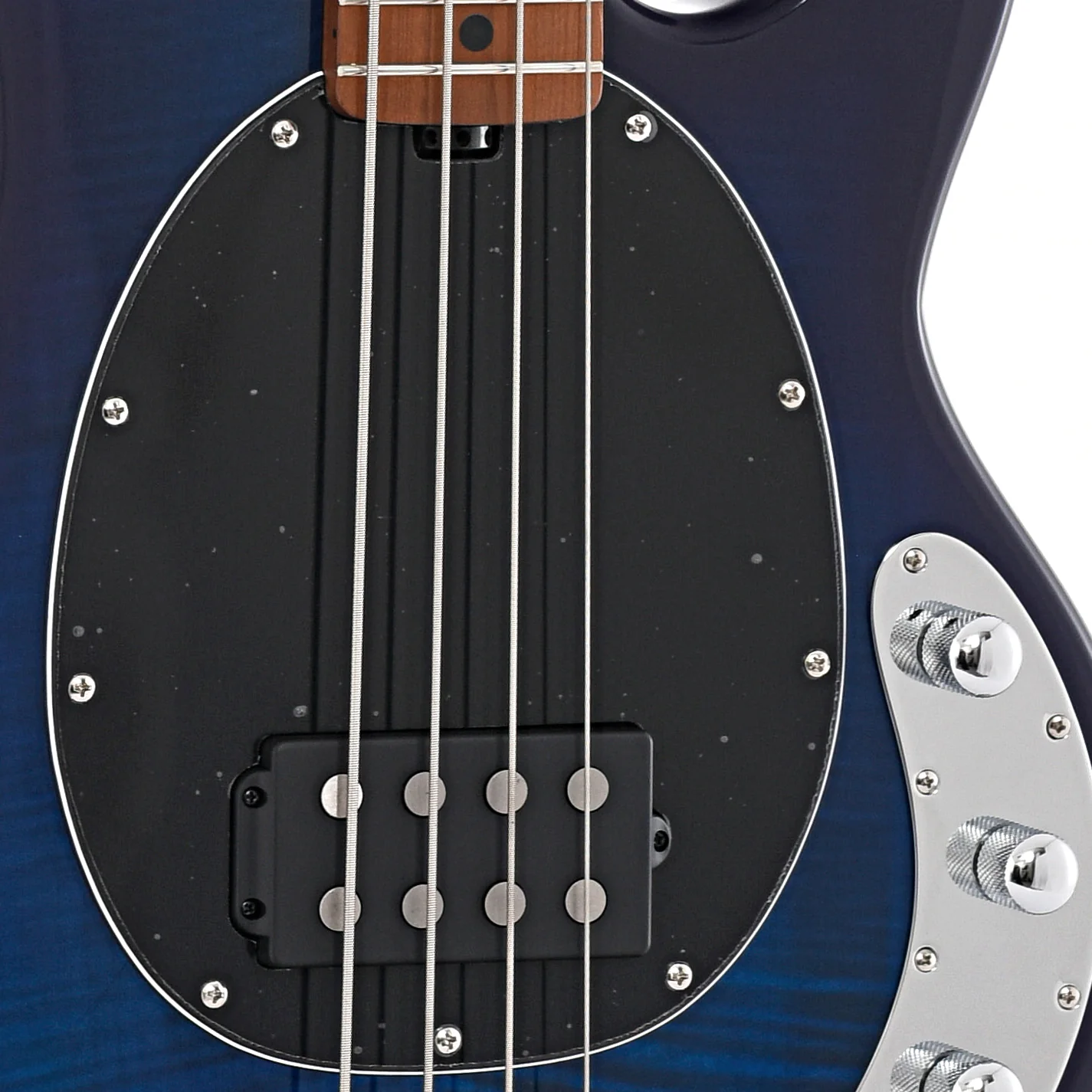 Sterling by Music Man StingRay34 Flamed Maple Electric Bass, Neptune Blue - Image 6