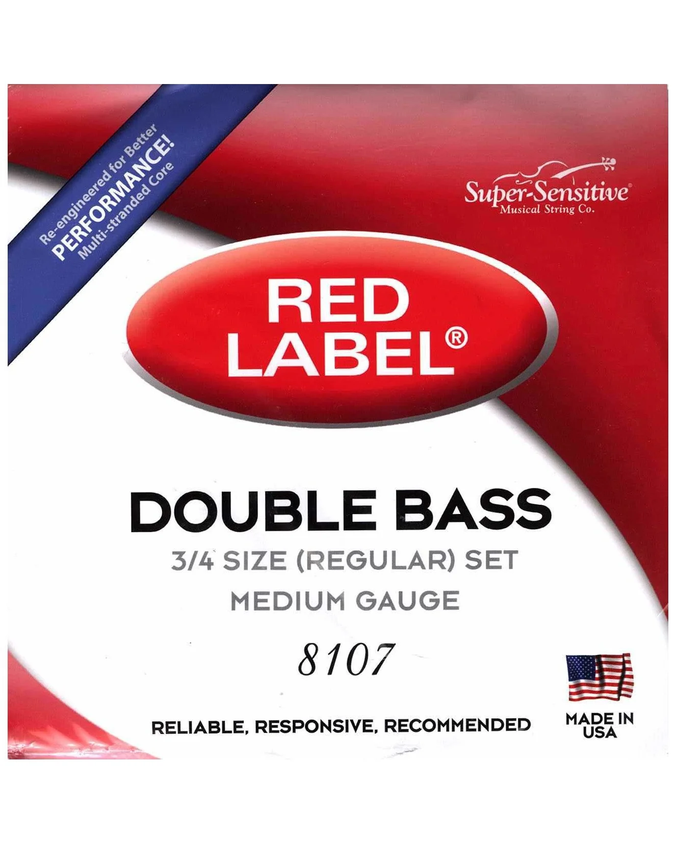 Super Sensitive 8107 Medium 3/4 Double Bass String Set