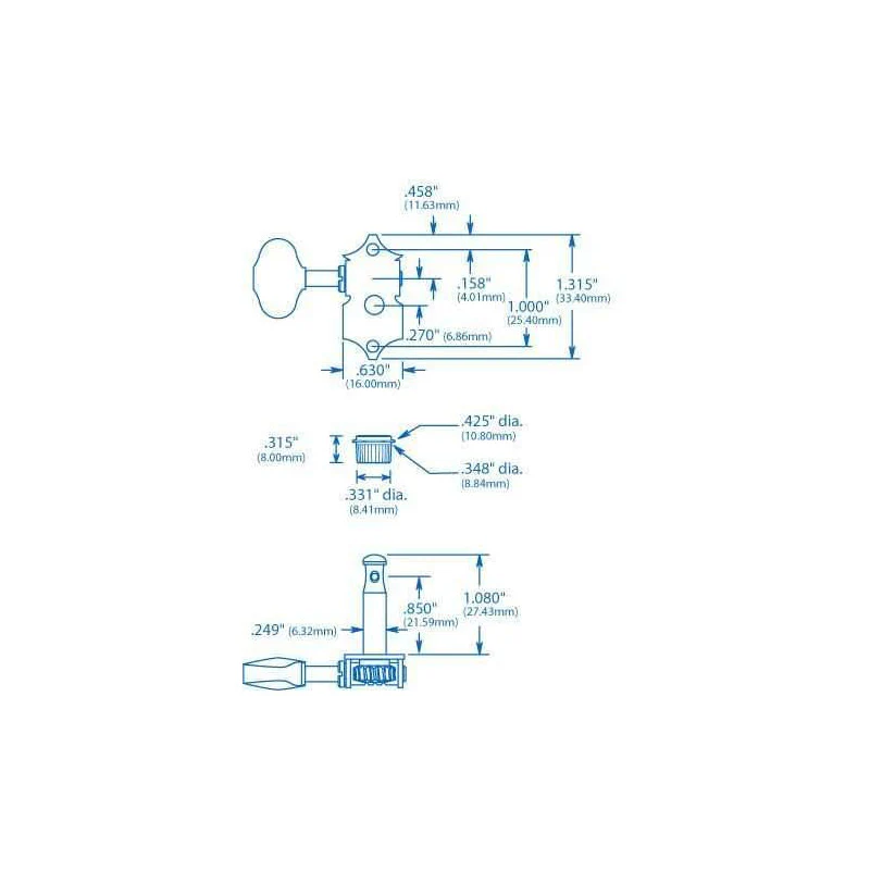Waverly Nickel Tuning Gears, Set/6, Butterbean Buttons - Image 3